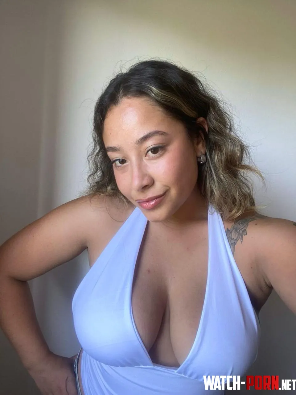 halter top hugging them perfectly by SuspiciousSweetiee