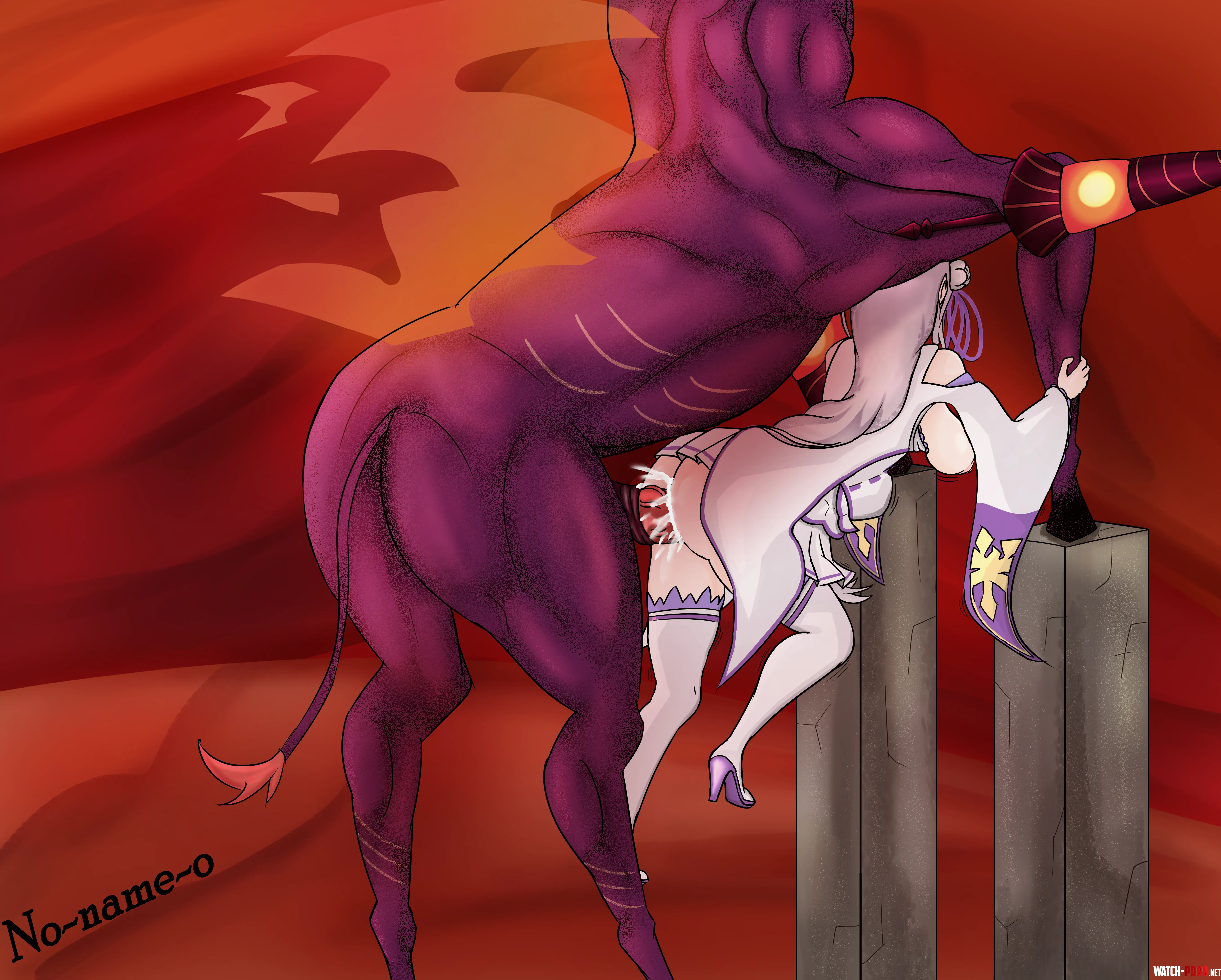 Hungry Horse King and Emilia, (no-name-o) (https://www.pixiv.net/en/artworks/140498169) by no-name-o99