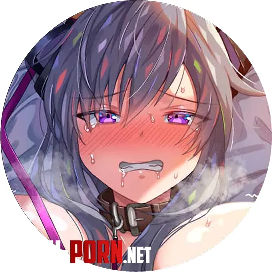 LF Color Source: 1girl, animal collar, arms up, clenched teeth, close-up, face, grey hair, hair between eyes, large breasts, looking at viewer, nose blush, pet play, purple eyes, purple leash, ribbon, saliva, silver hair, sweat by HentaiSource_Archive