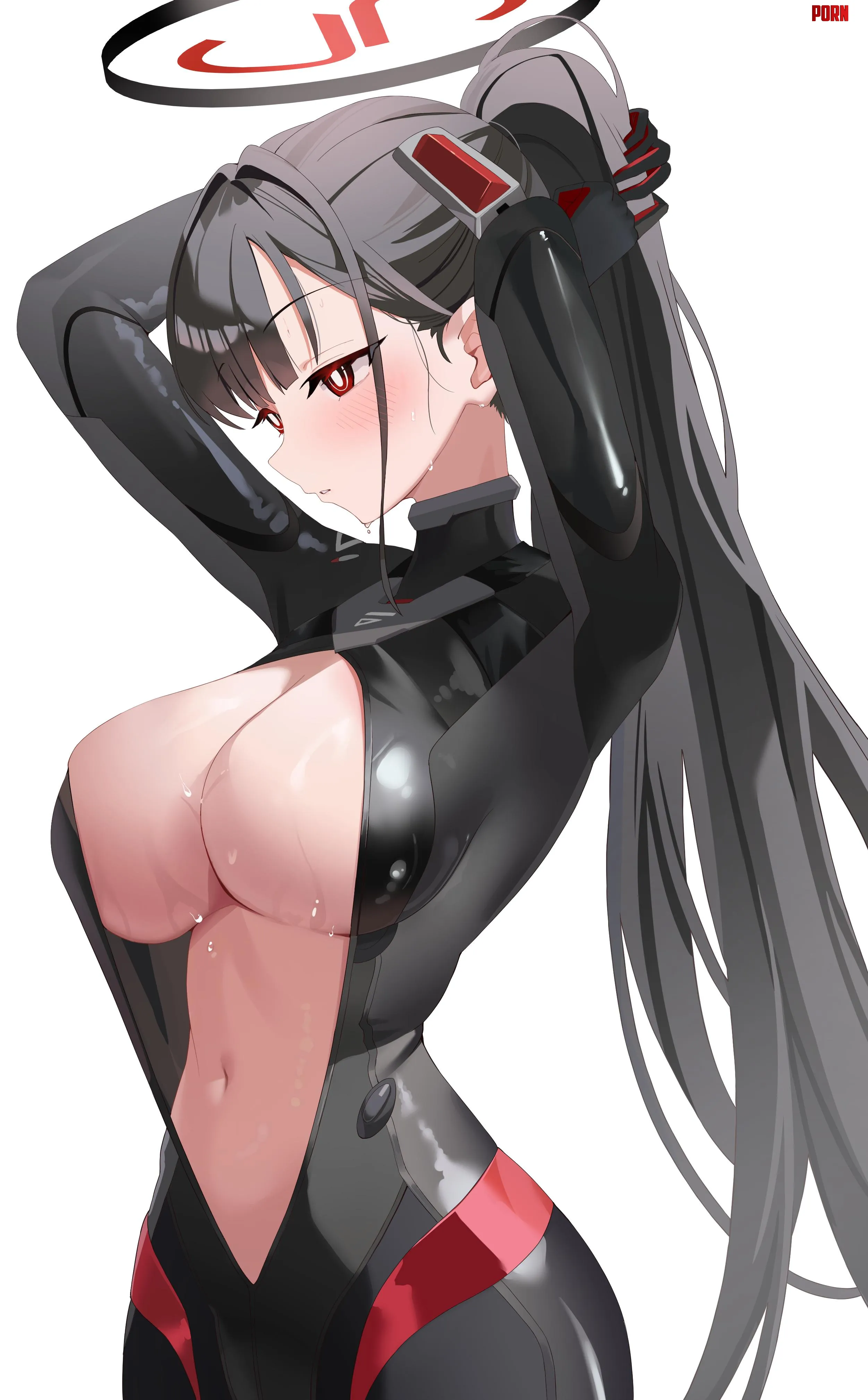 Rio adjusting her hair (jbell) [Blue Archive] by elegantloveglimmer