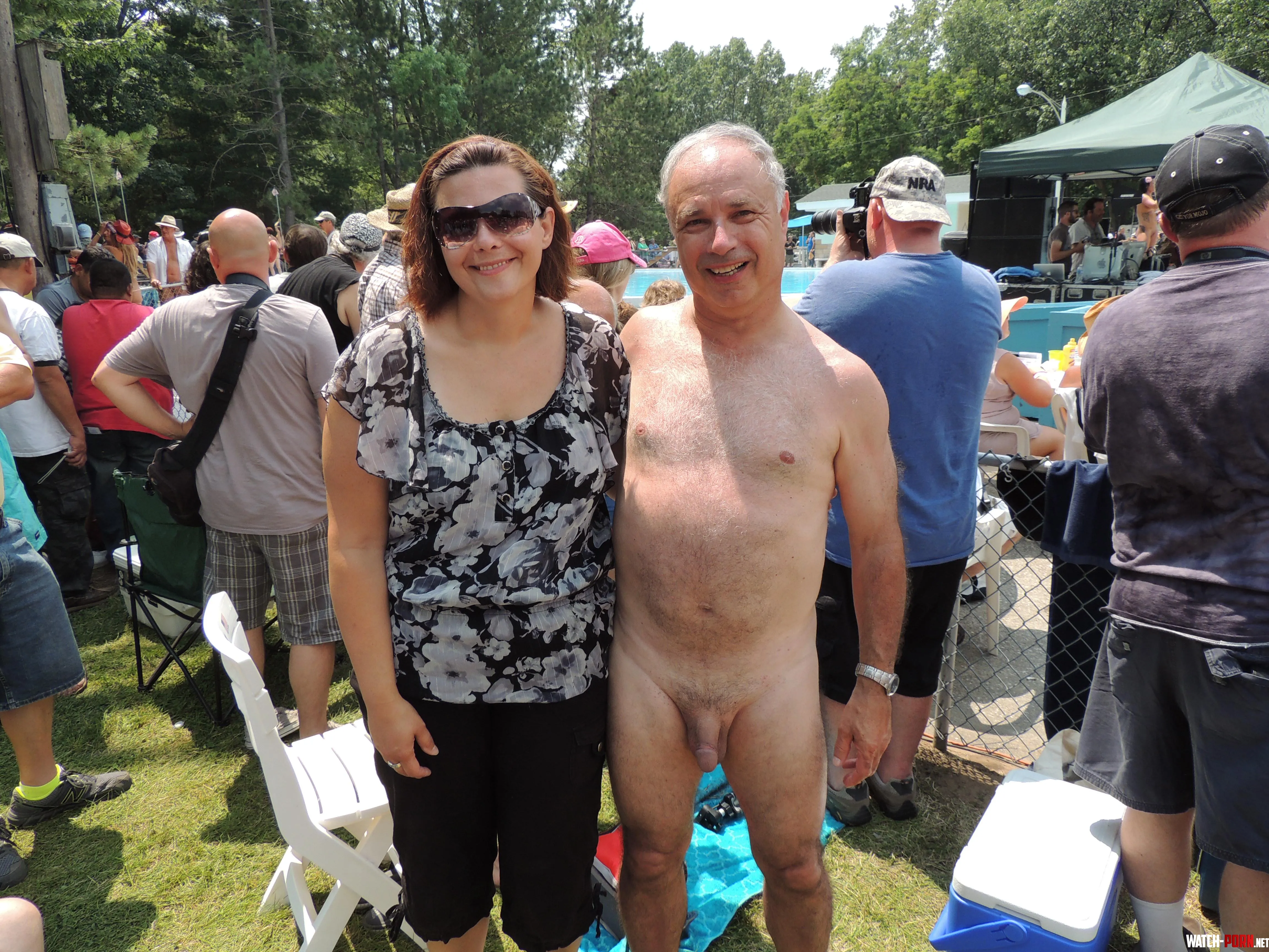 Lady getting pics with the naked guys by birthdaysuitm