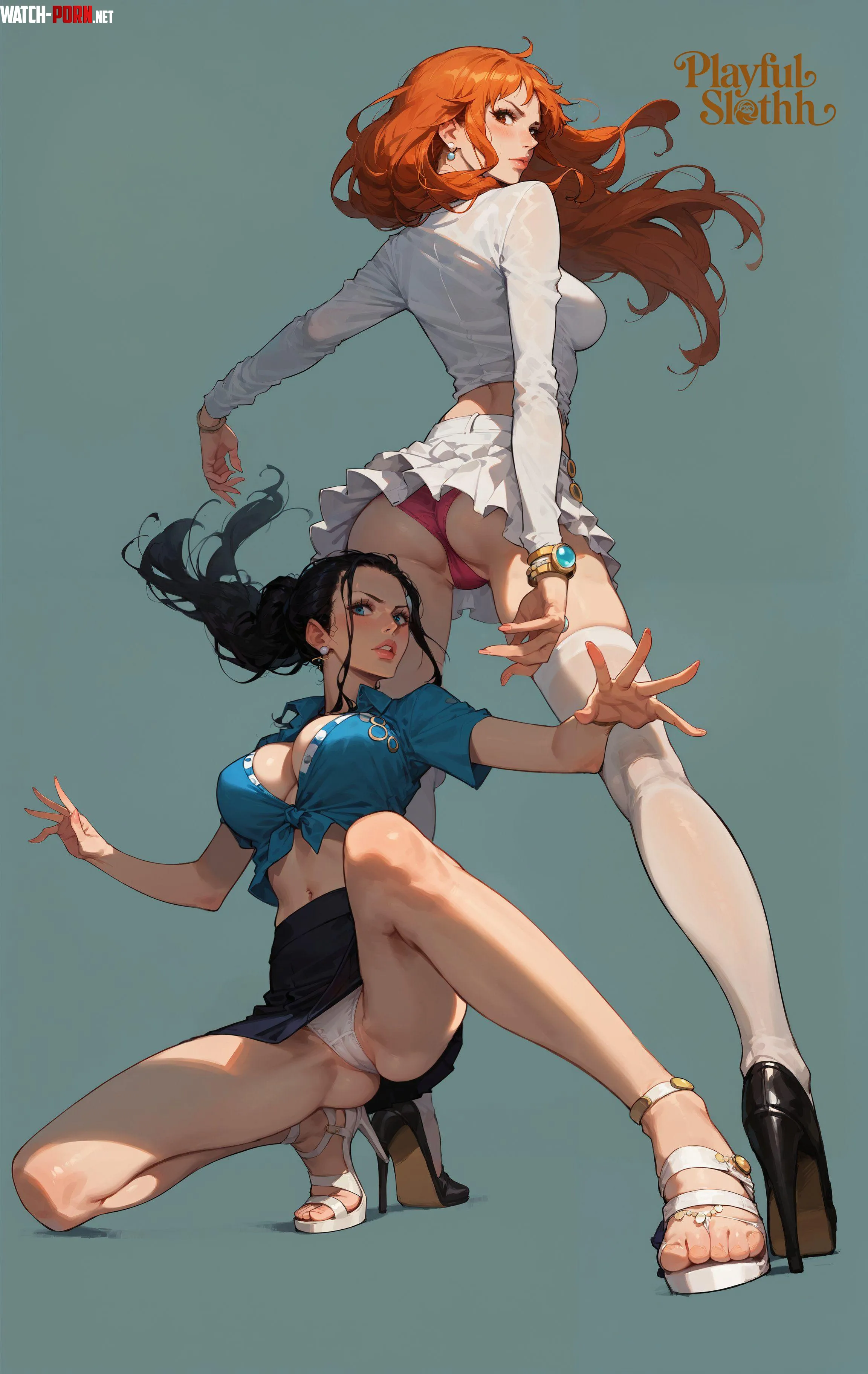 Nami and Robin in a dynamic dance by Electrical_Photo9959