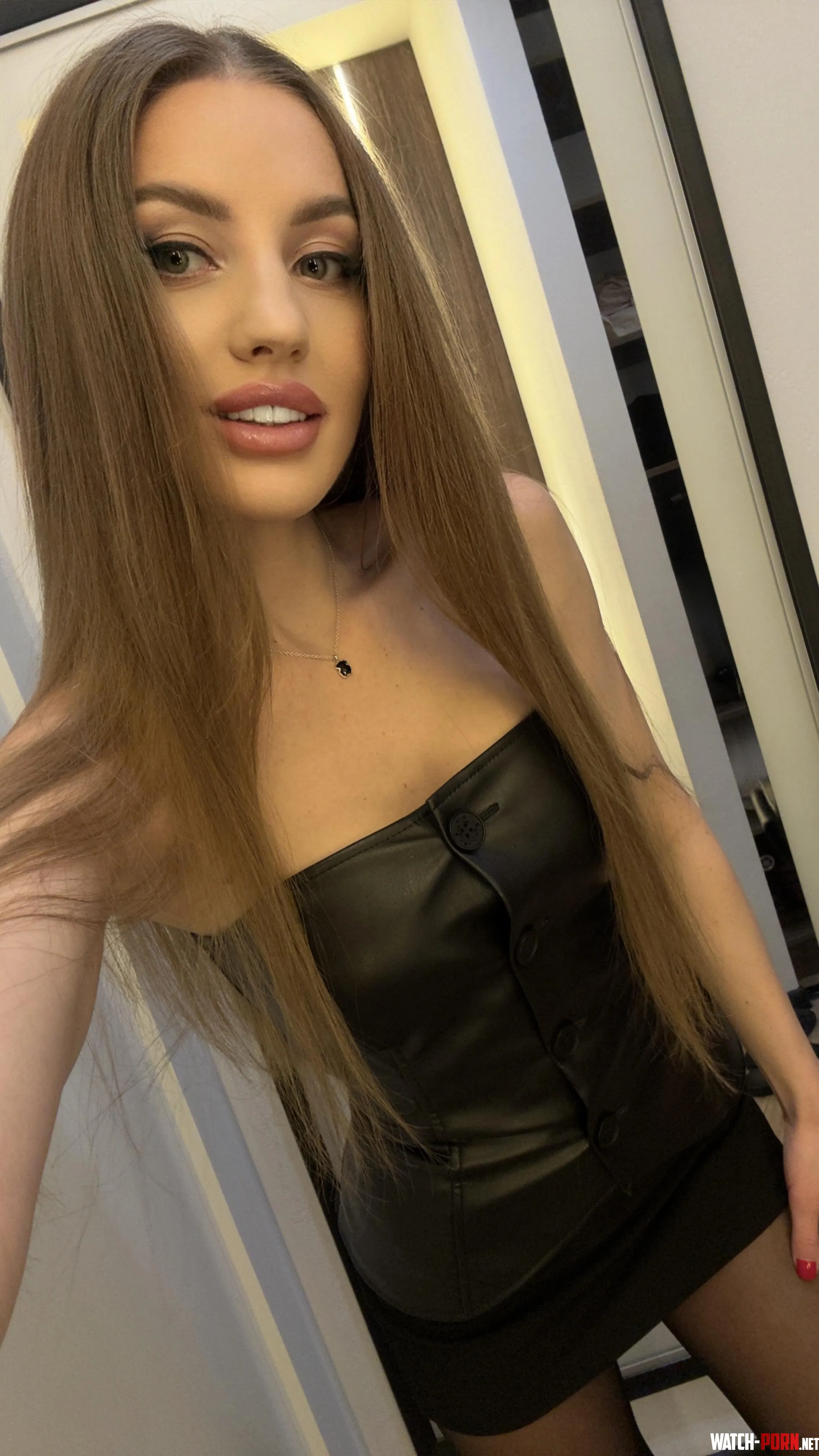 Nothing can be better than a short black leather dress by sunny-horizon