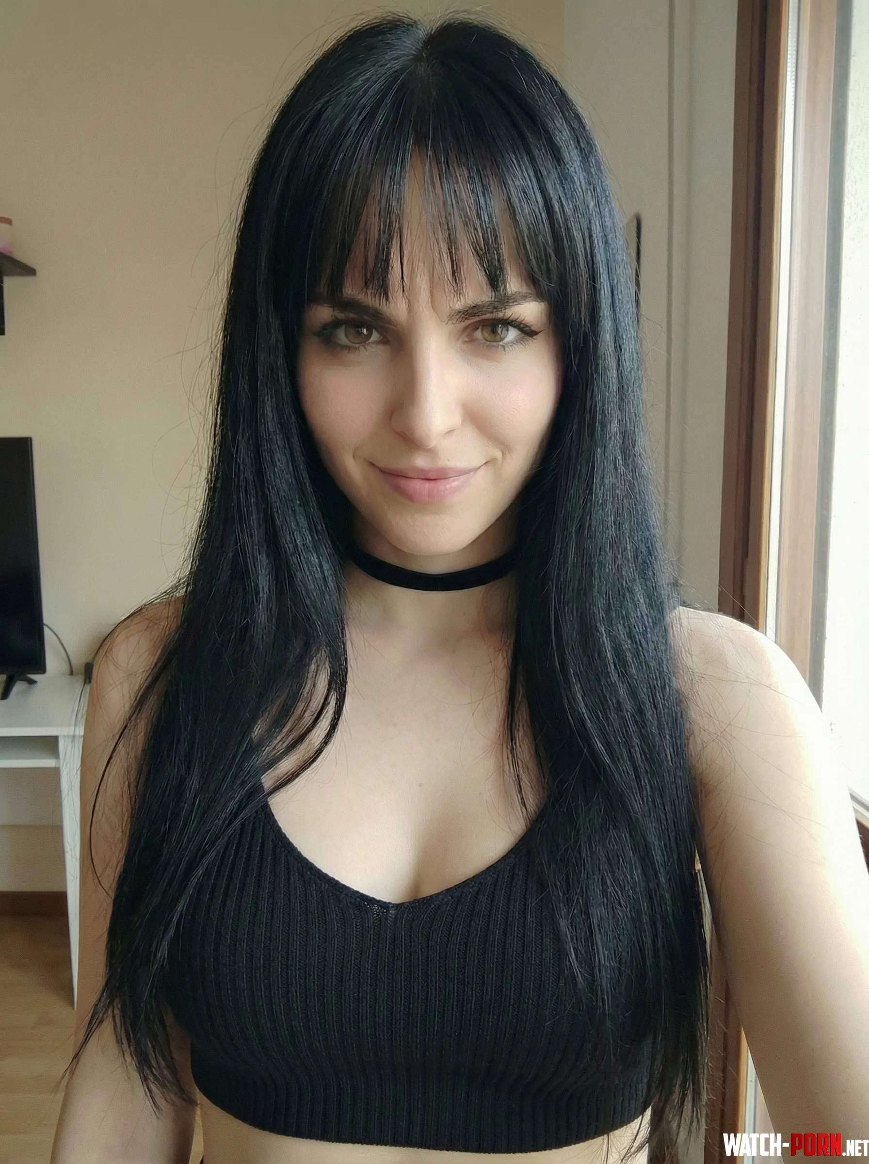 showing off my top with a mean face hah by Madeline-Colucci