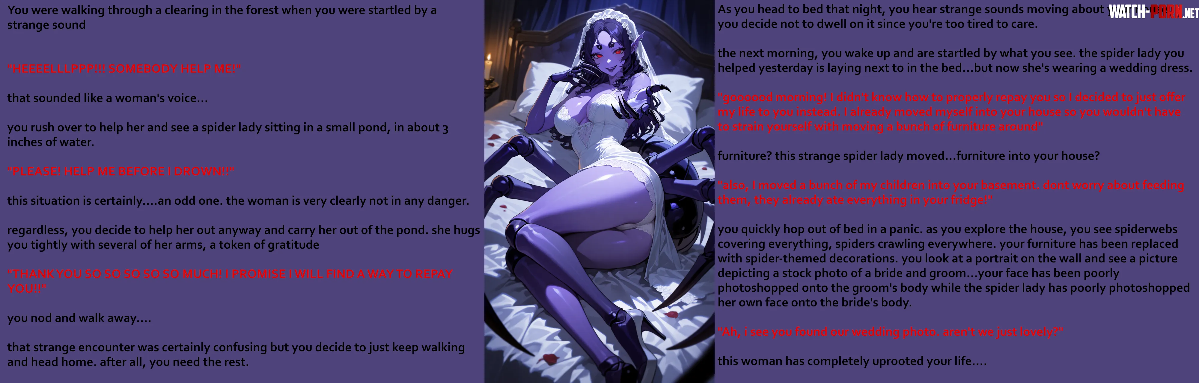 You saved her, now she's taking over. [Spider] [Monster Girl] [POV] [Implied Marriage] [Life Invasion] [Humor] [AI Art] by NSFWilliam69