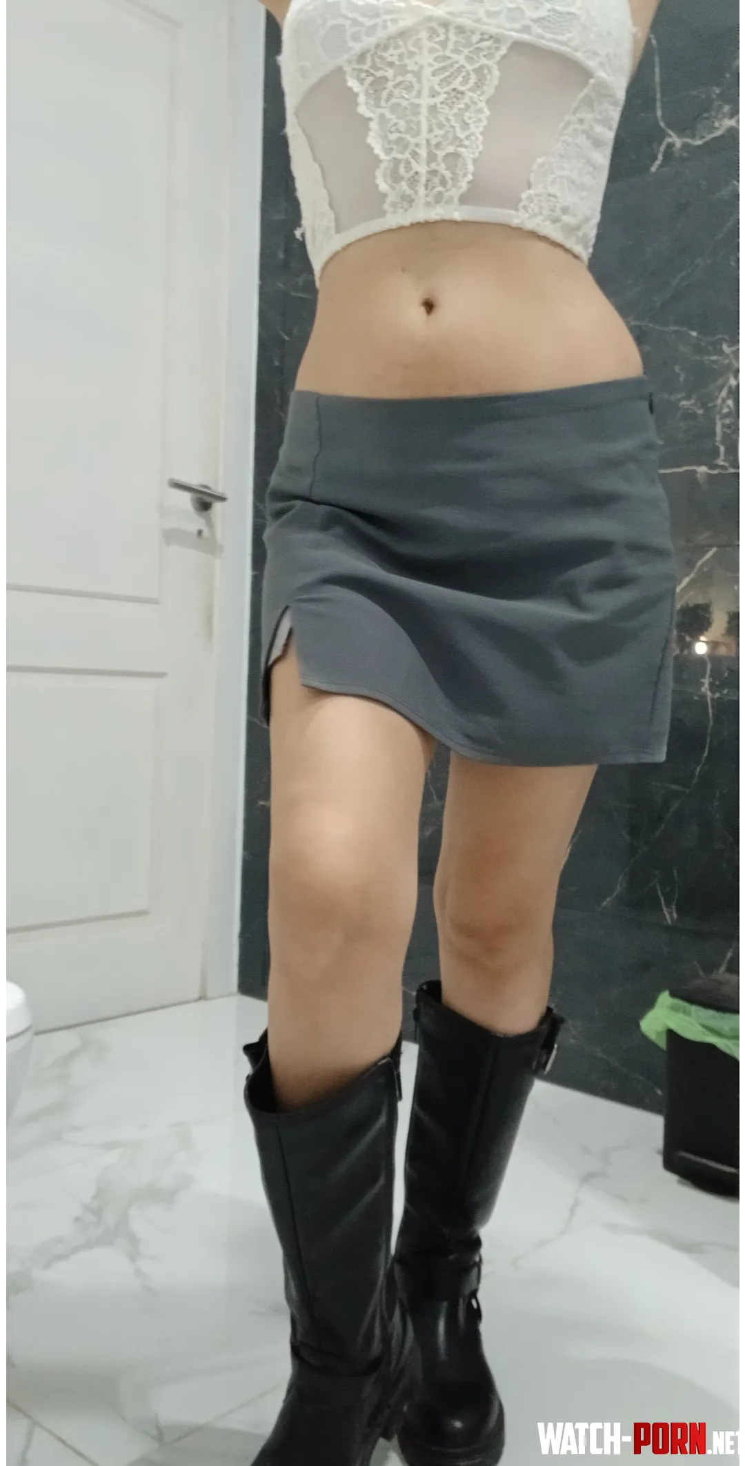 My top with skirt and boots by vikook25