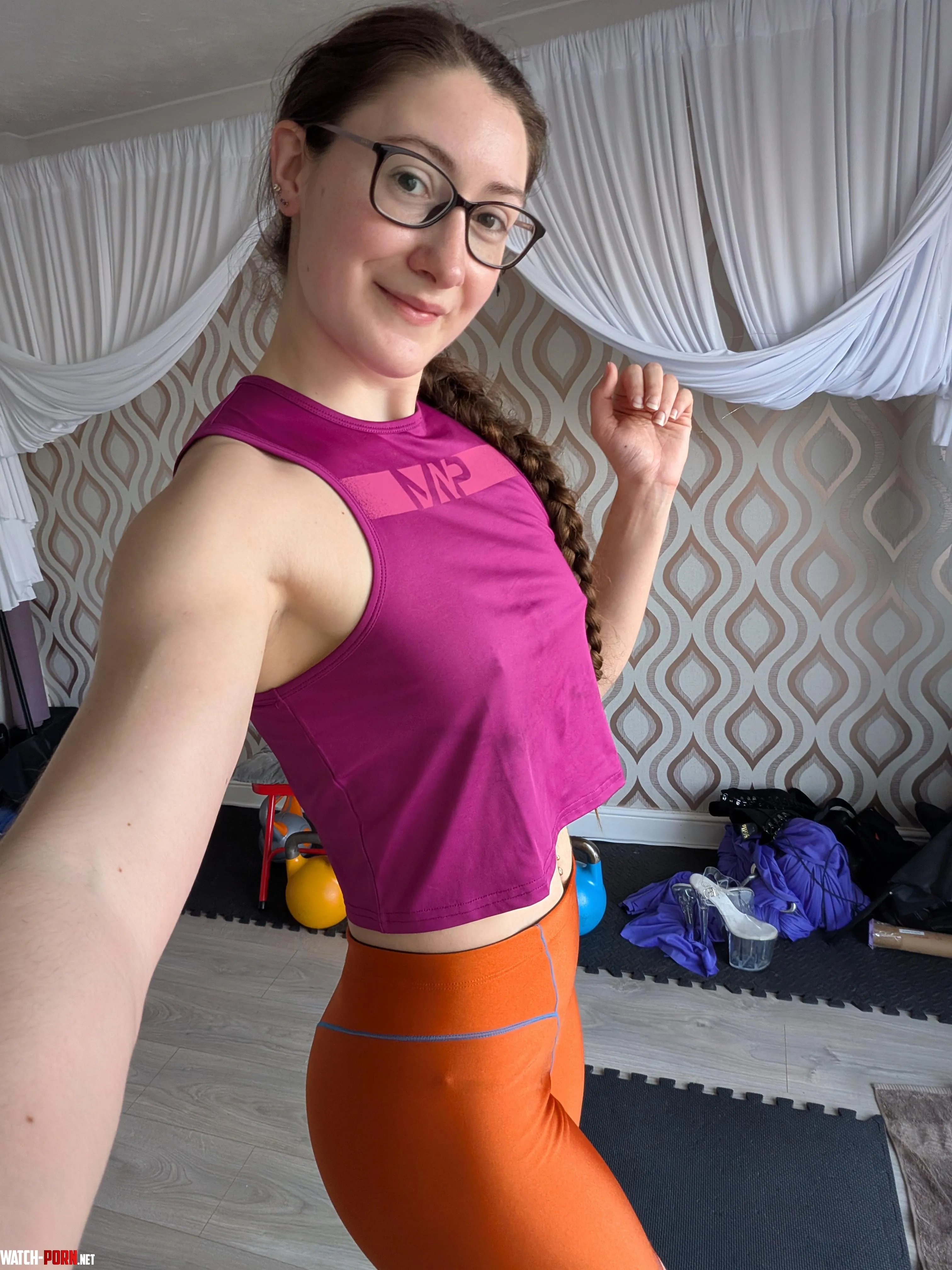 Pink top pokies after a sweaty workout session by SirenSasha_336