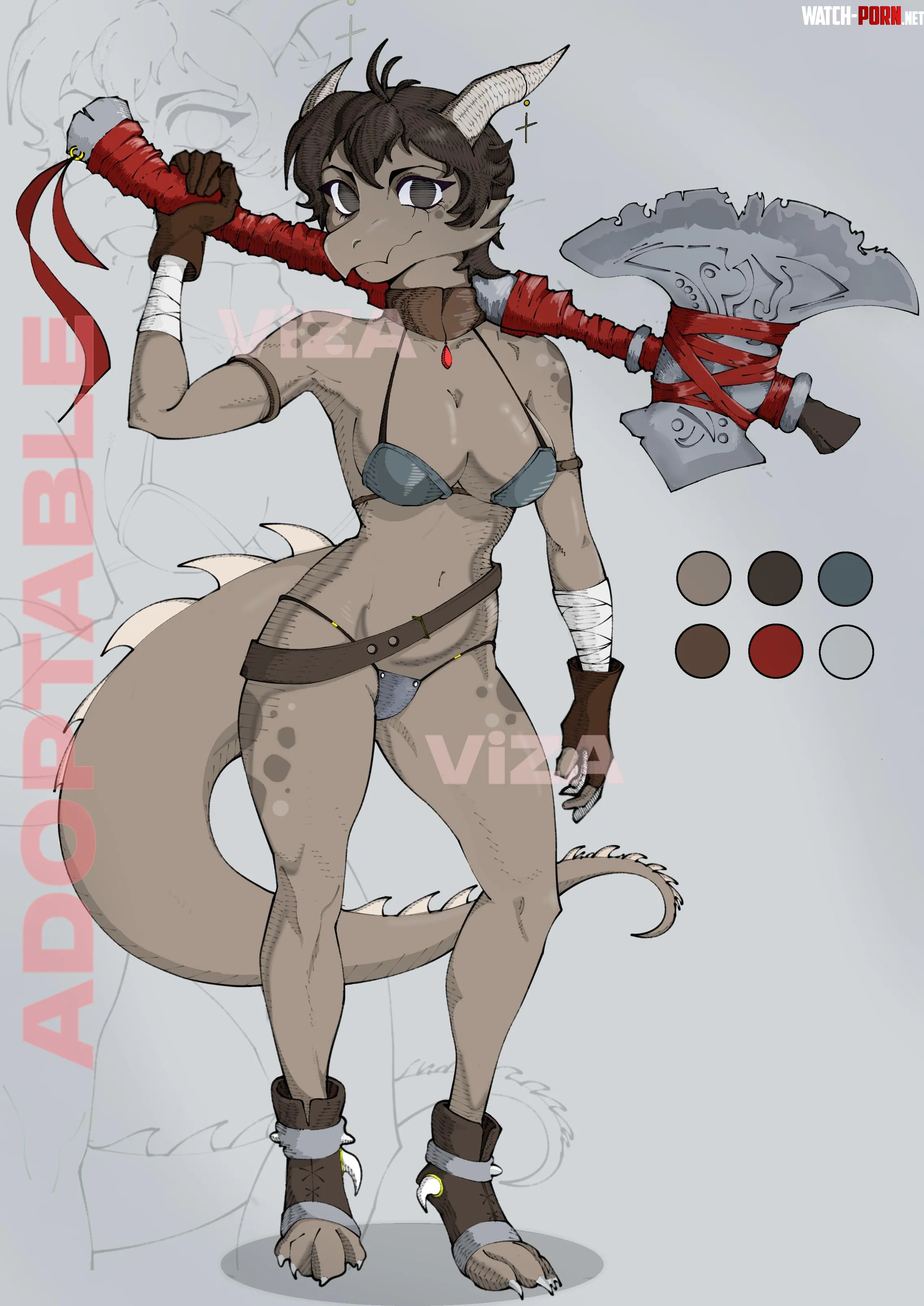 Kobold Warrior - Adoptable - link in the comments (art by me) by VizaDraws