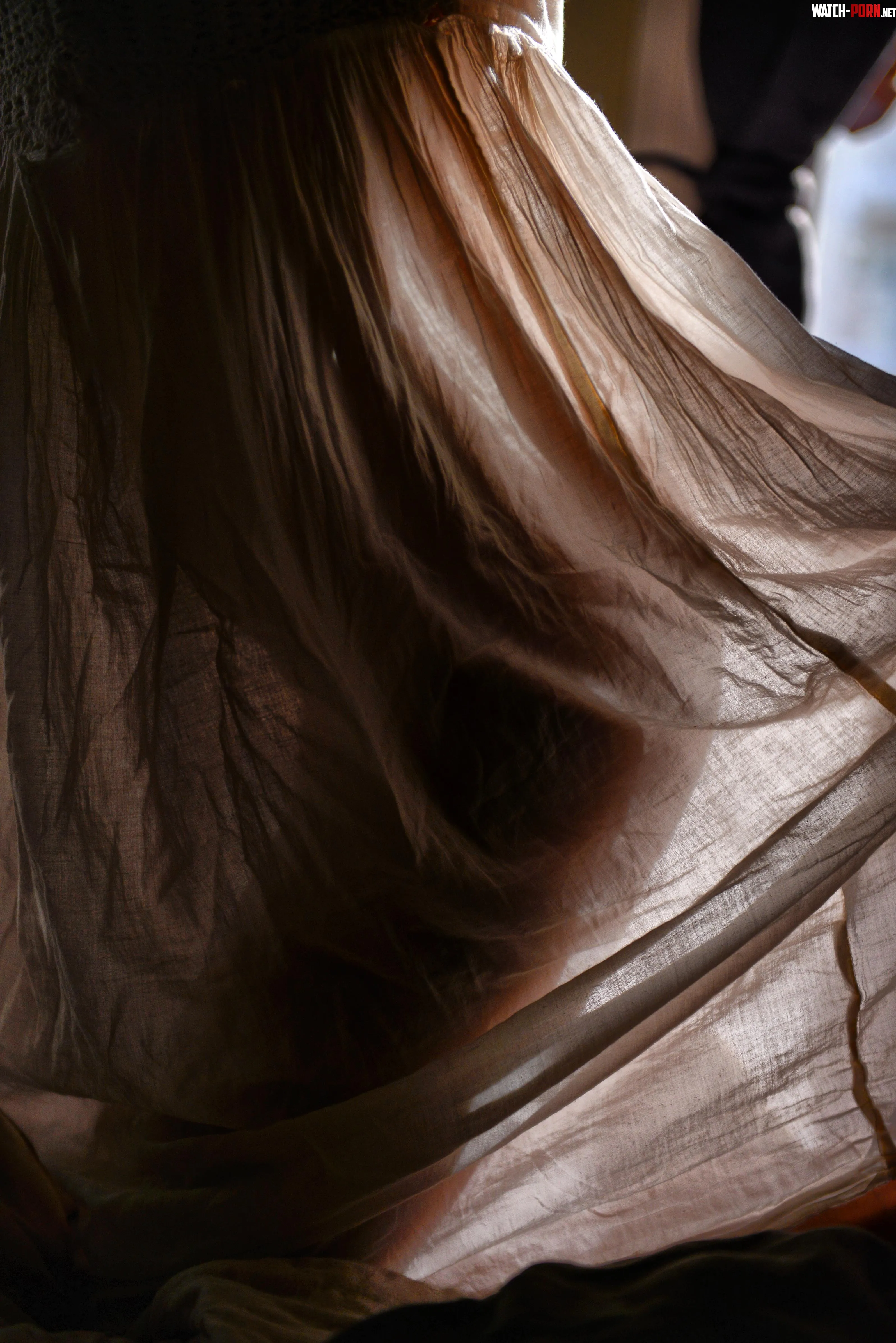 soft light and soft cotton night dress work in a lovely harmony, never mind my neighbor cleaning his window across the street, i was just warming my winter skin by MalinaWhispers