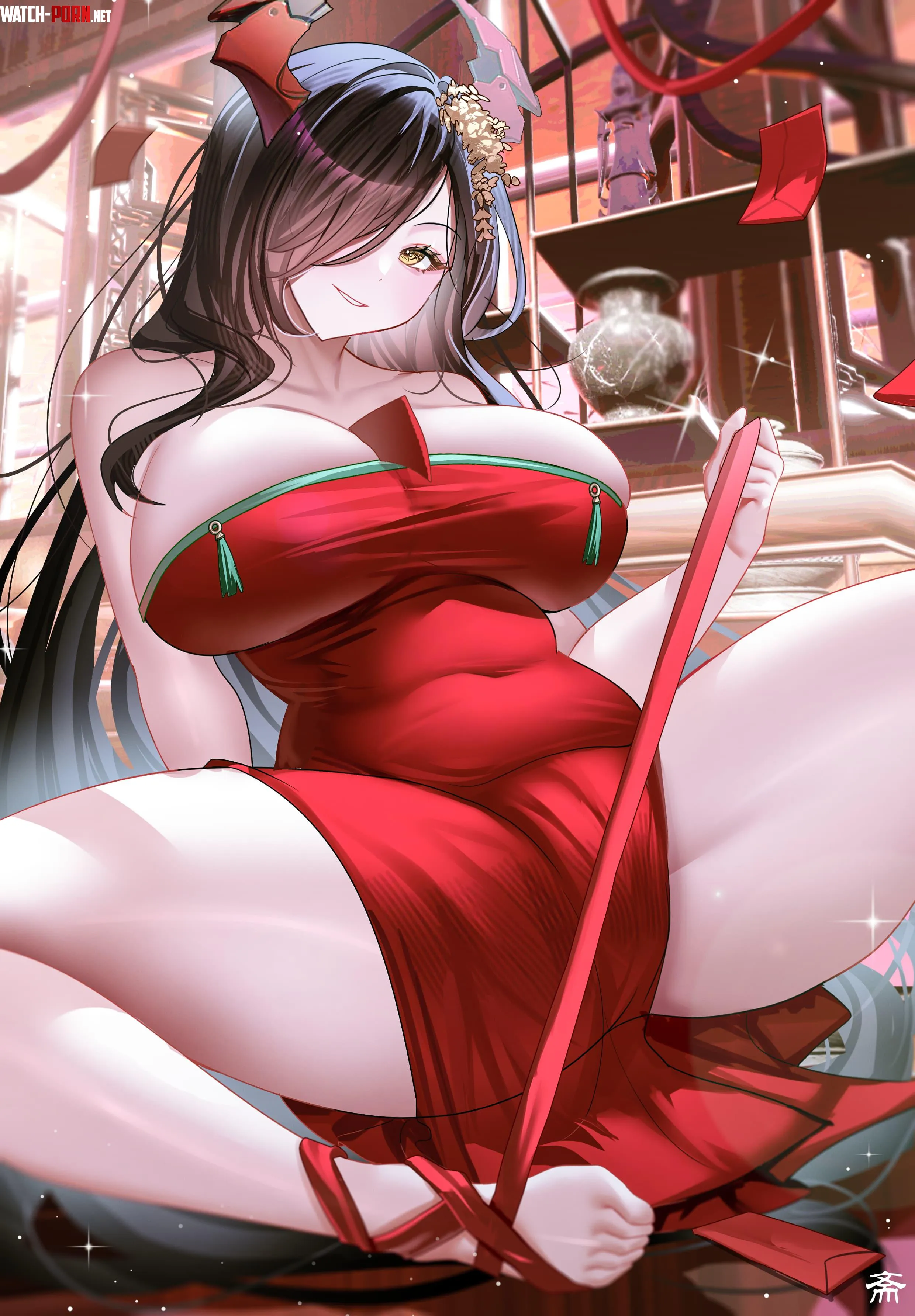 Friedrich der Grosse in red dress (碳酸 / szmmm303) [Azur Lane] by elegantloveglimmer