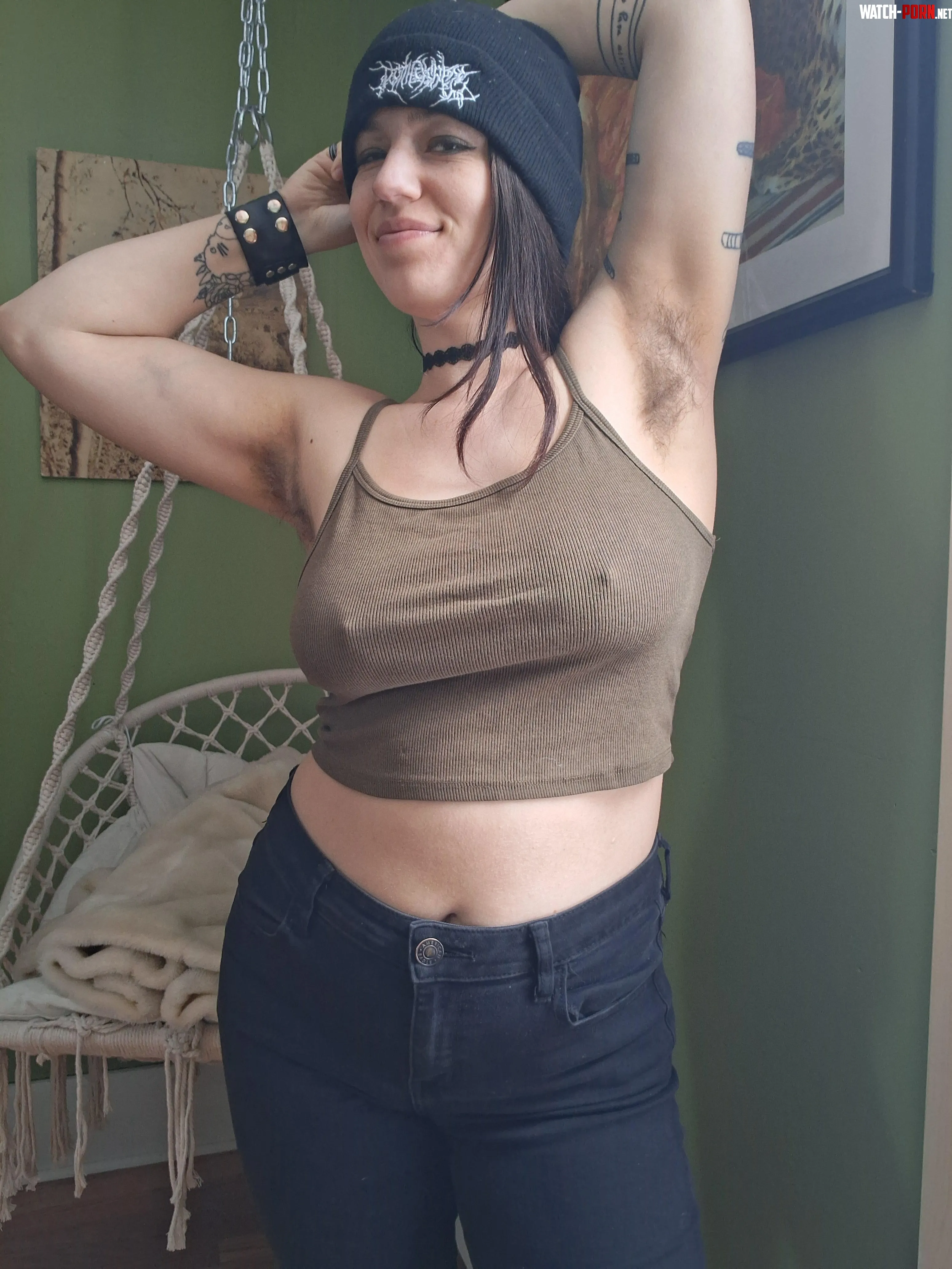 Hairy pits and a braless babe by inked_emma_honey