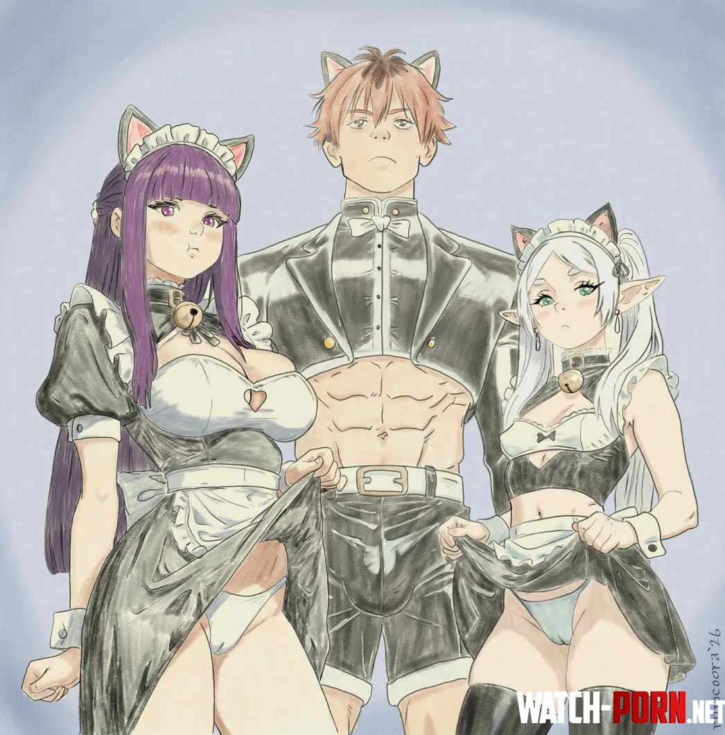 Frieren at the Cat Maid Cafe [by me] by LotusTunnel