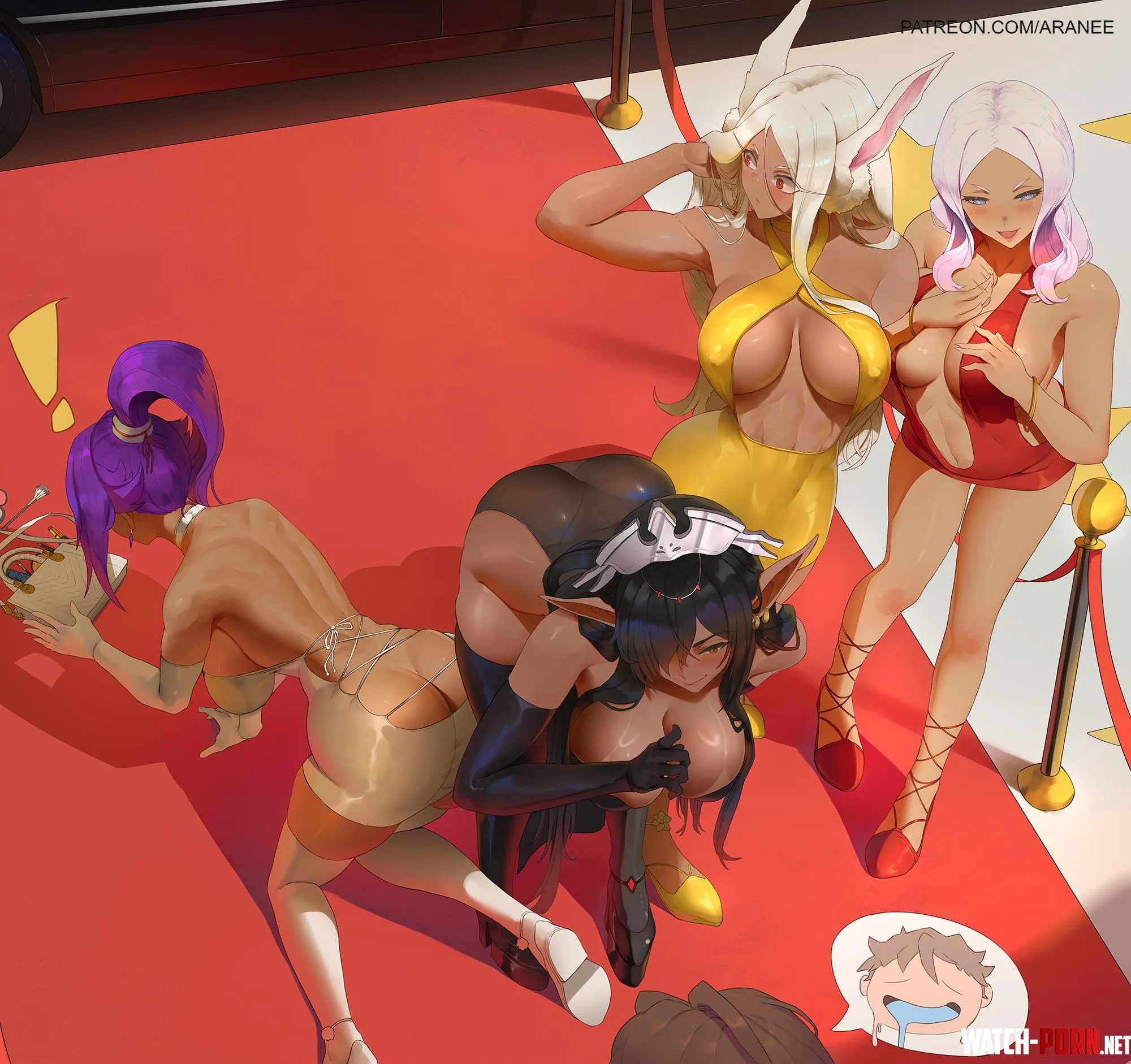 Anime Awards - Red Carpet - Yoruichi, Olga Discordia, Mirko & Hibana (Ara) [Bleach, Kuroinu, My Hero Academia & Fire Force] by __X69X__