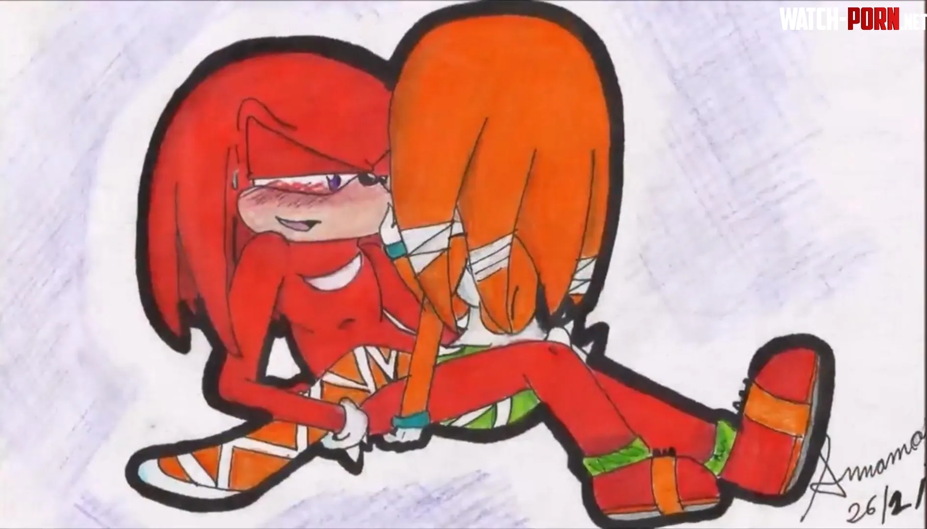 Knuckles does Tikal by SpiritualReference42