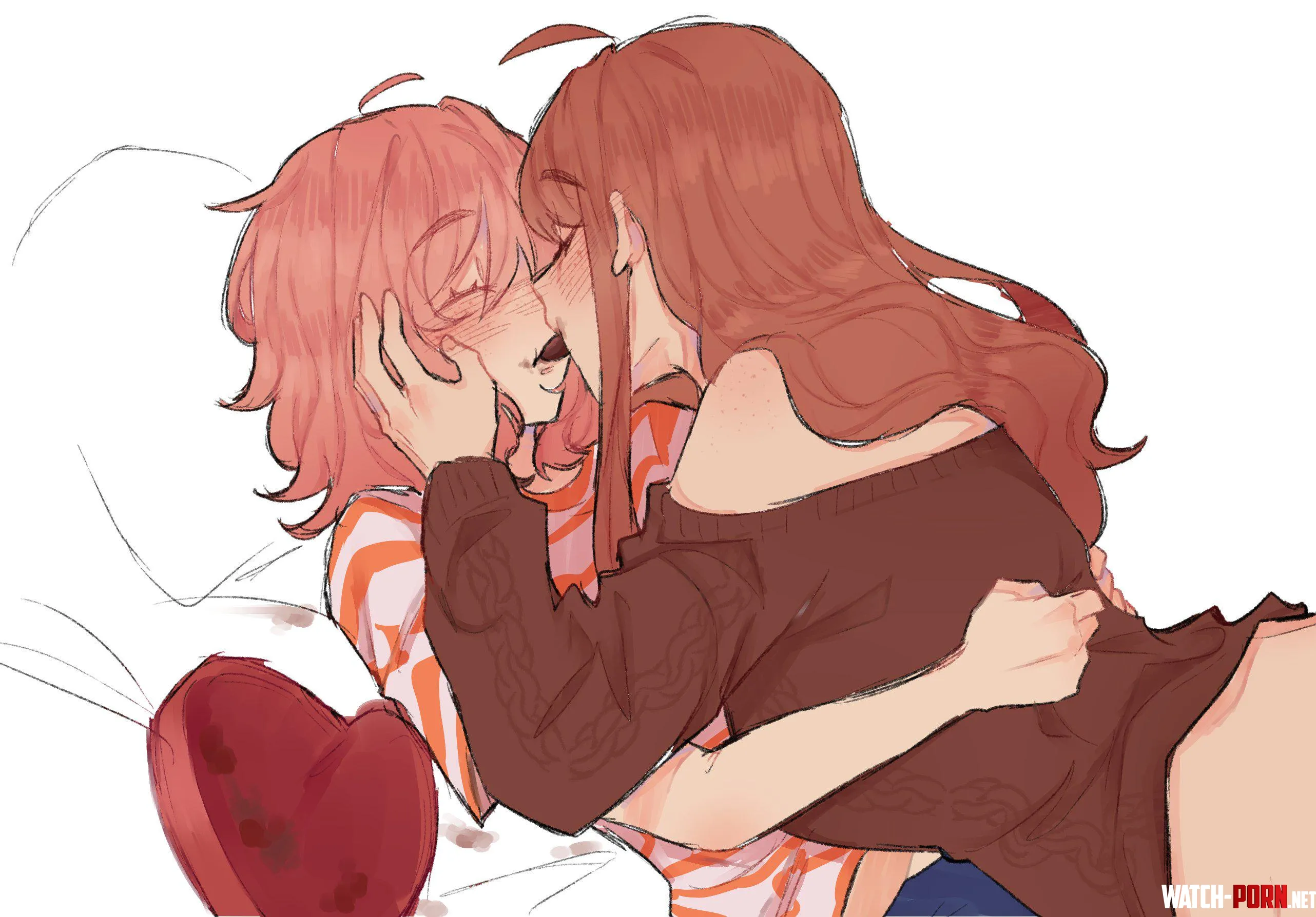 Monika and Sayori Valentine's Day kiss [pockiseisont] by Ok_Hat2171