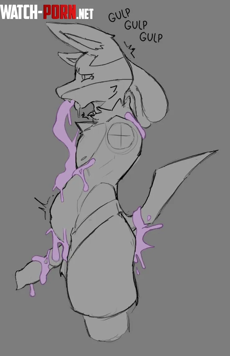 {image} ditto having fun with Lucario (oral vore) (art by me) (sketch) by iveldudefox