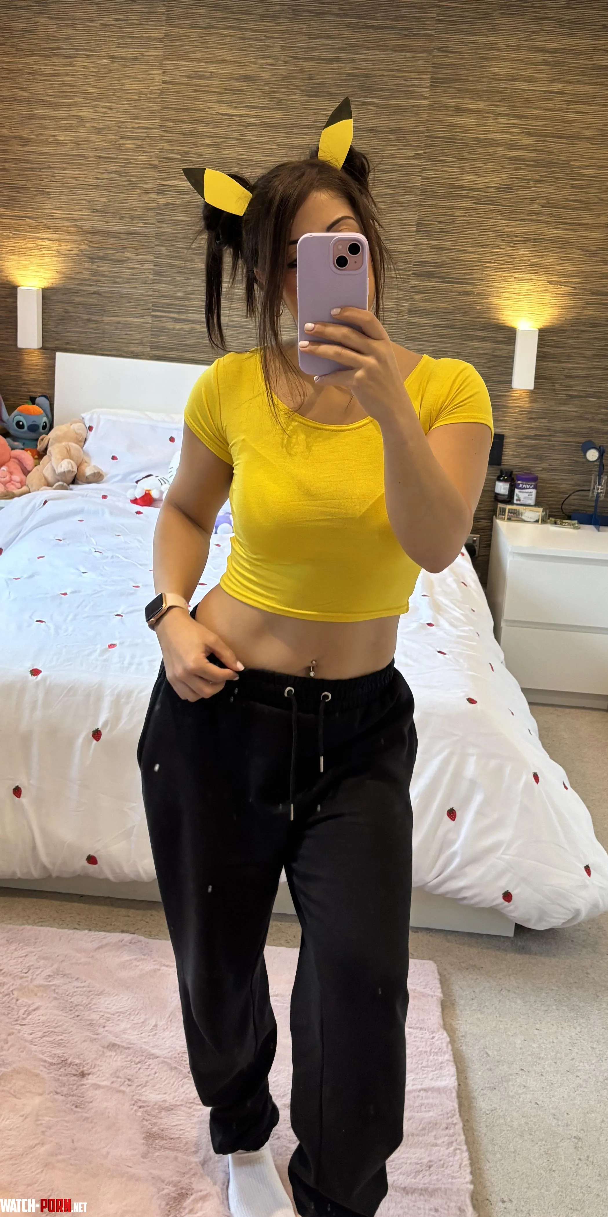 Crop top and pikachu ears by K-muscleofmummy