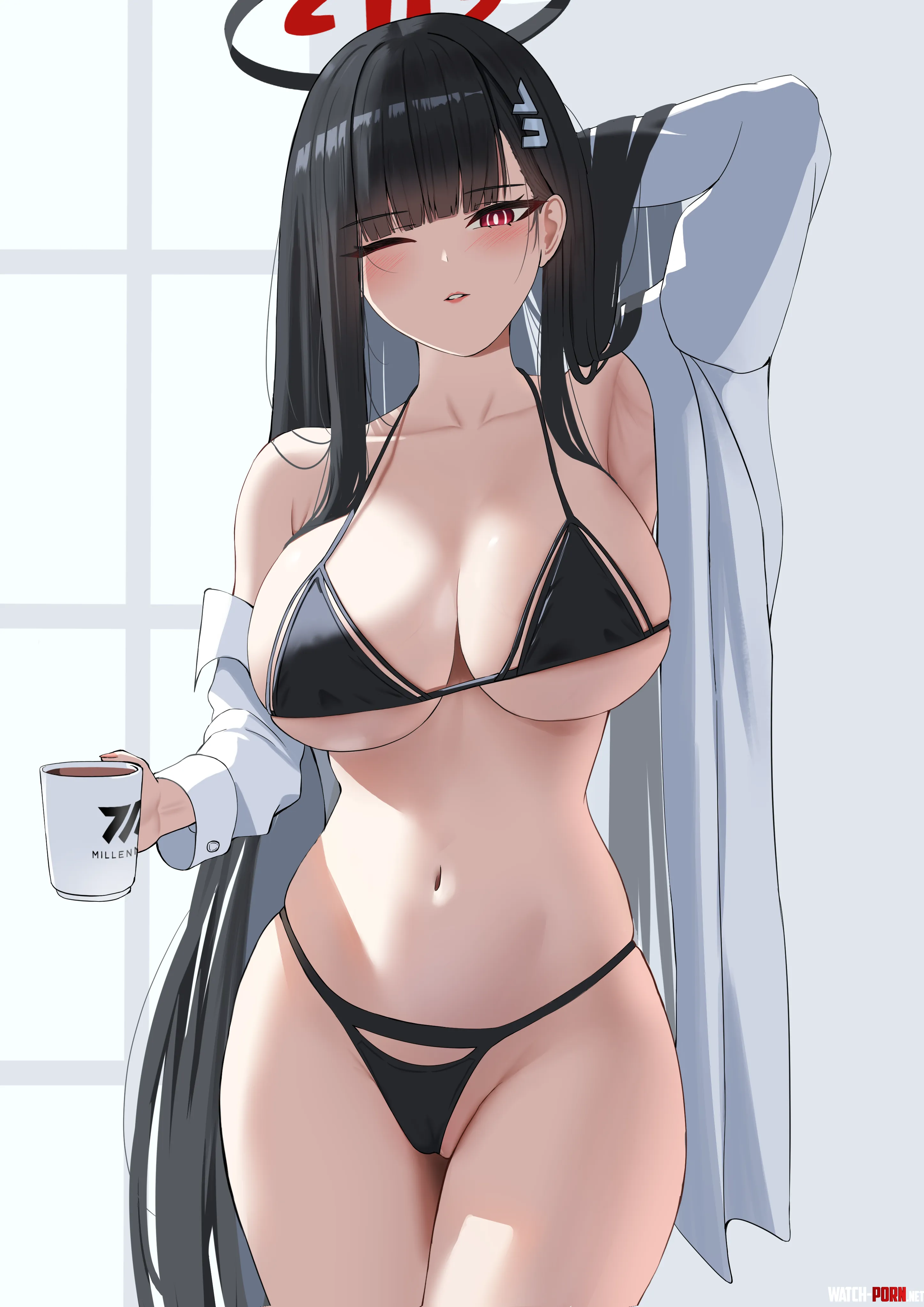 Rio with a mug (S.Redbutterfly) [Blue Archive] by elegantloveglimmer