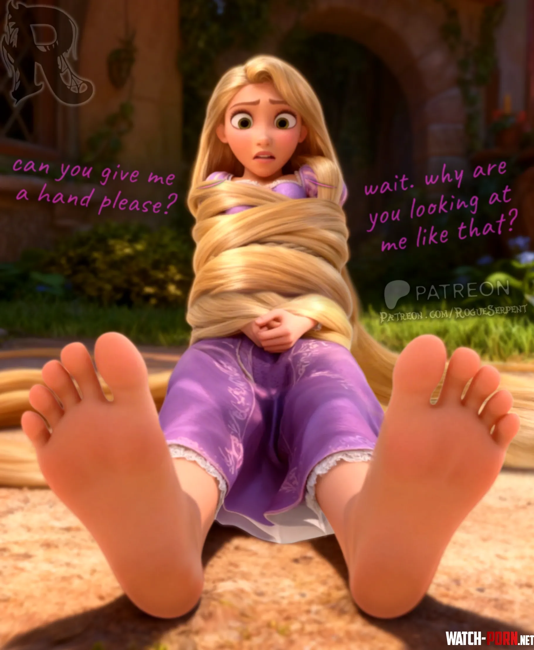 (Tangled) Rapunzel Tied up Feet by Rogue_Serpent