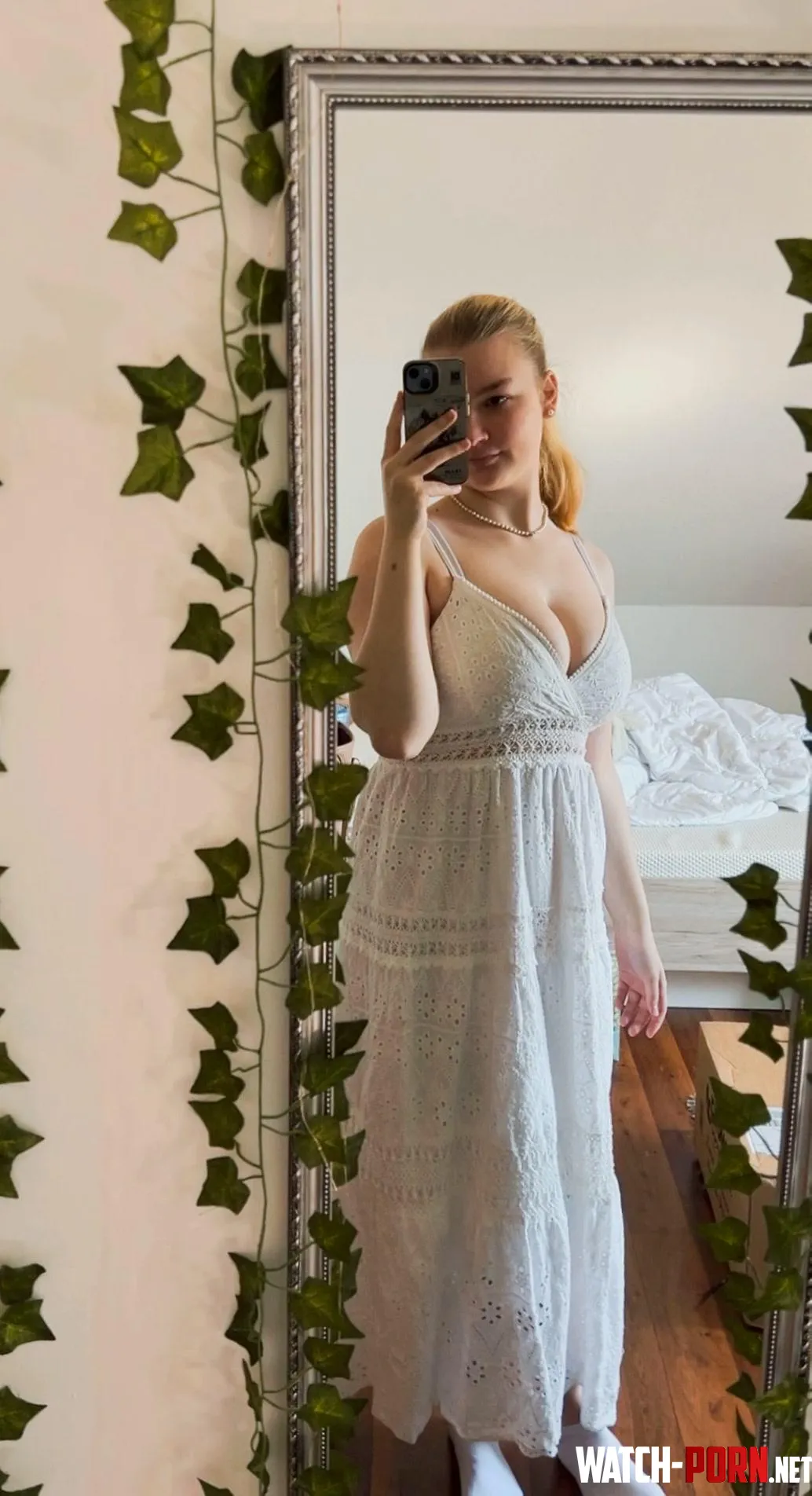 do my blonde hair looks good in this white dress by 4nalsugarpie