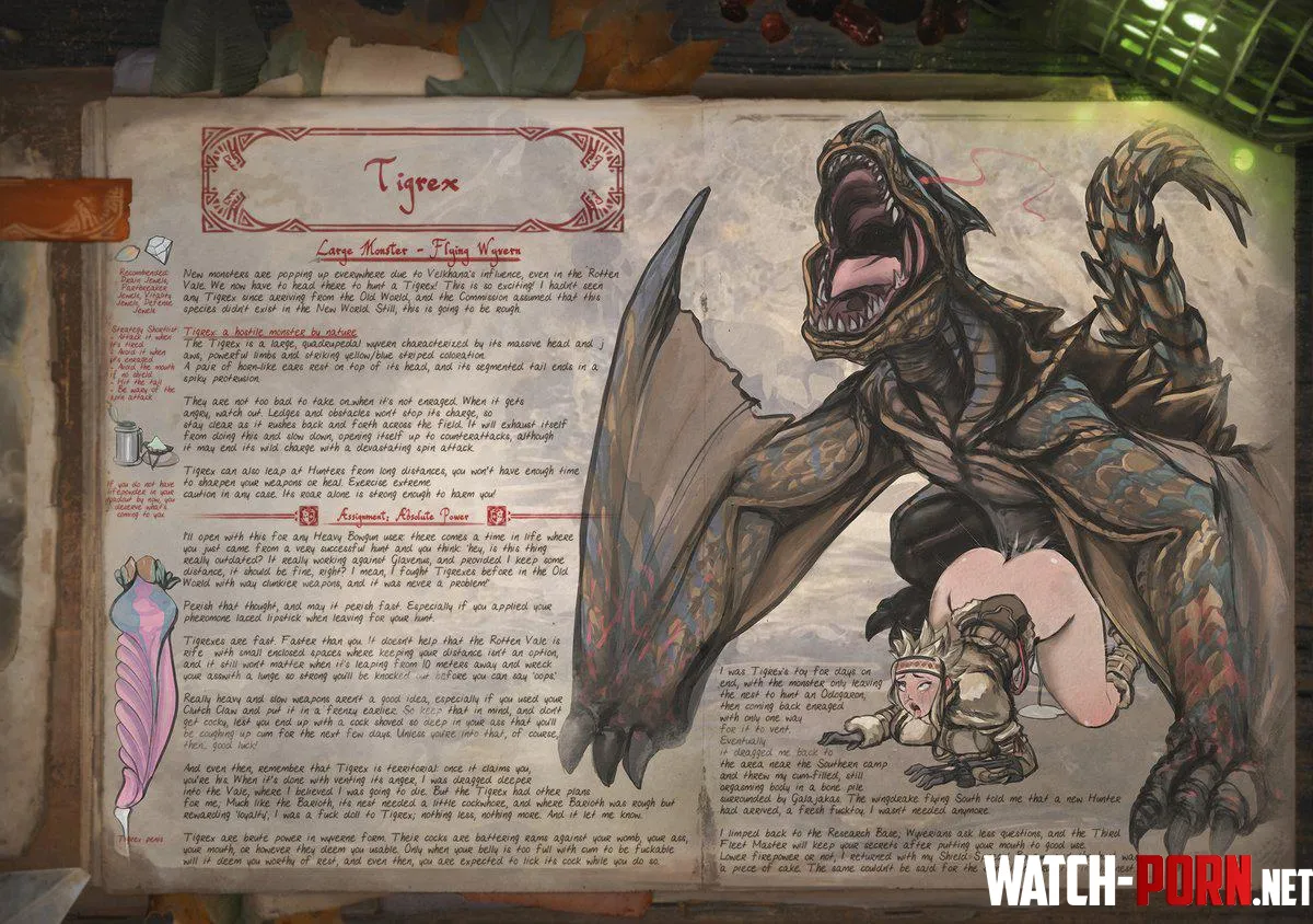 Hoarfrost Reach Exploration Diary: Tigrex (TheKite)[Monster Hunter World] by GetNuttedInBallsDeep