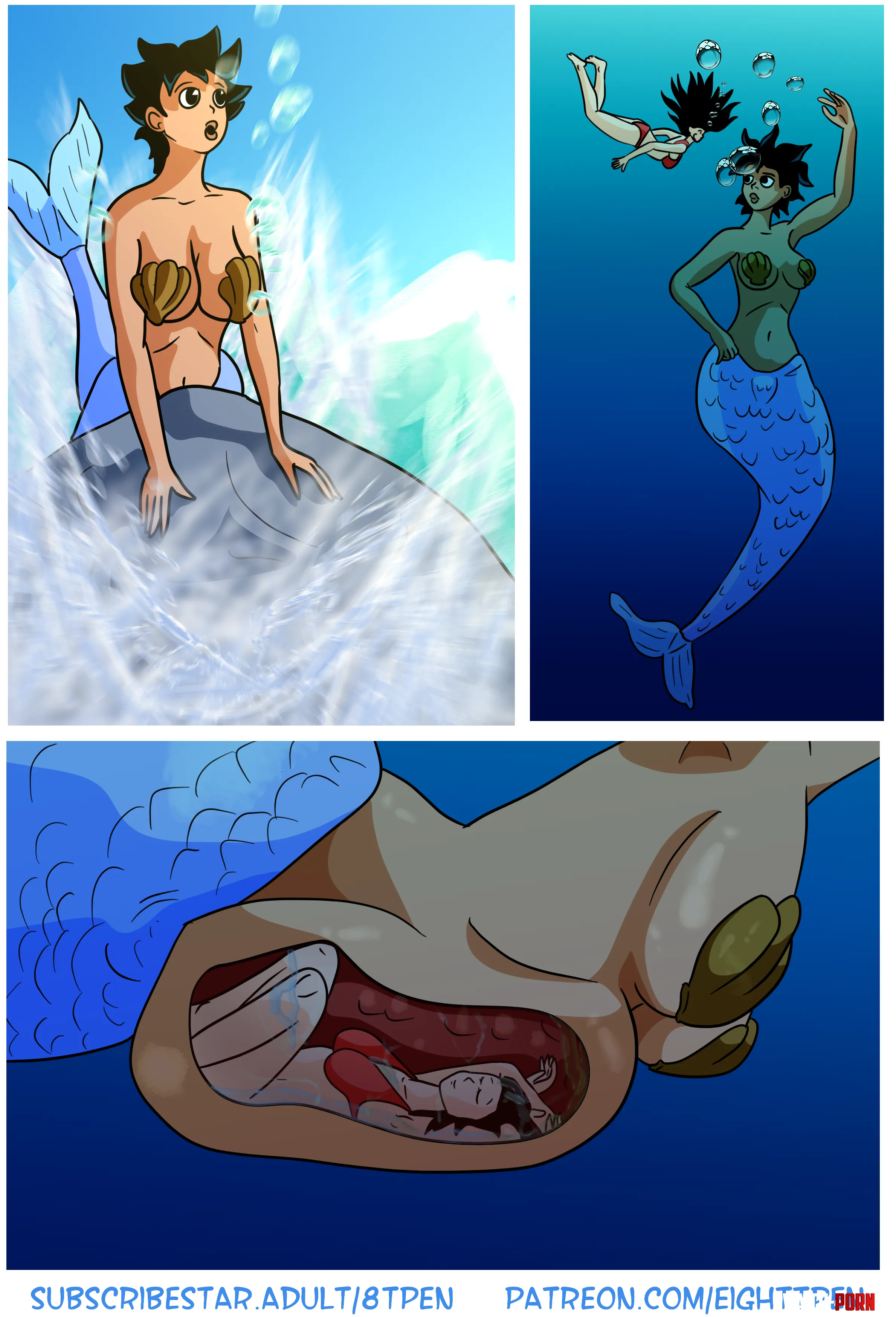 {comic} Oc Jo as mermaid. Art by me (8Tpen) by weird_guy6931