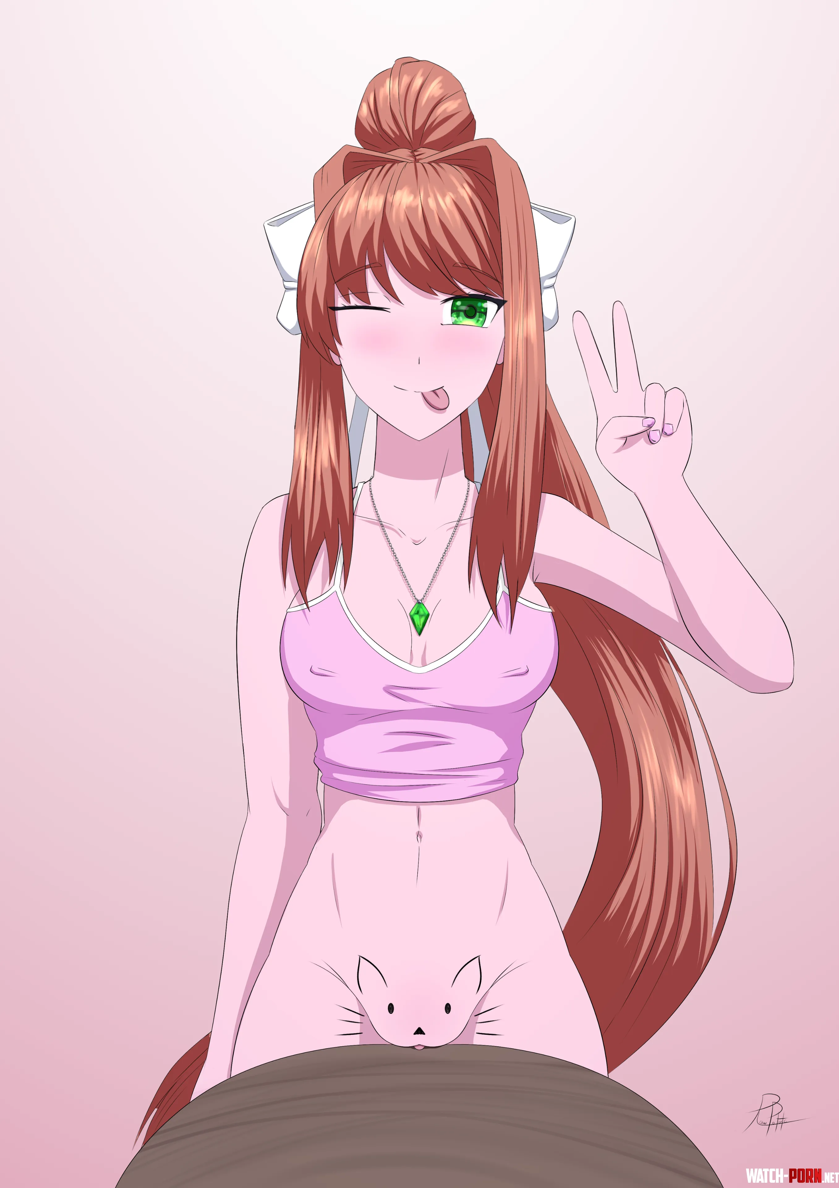 Monika's kitty (Jin_draws) by LewdFresita