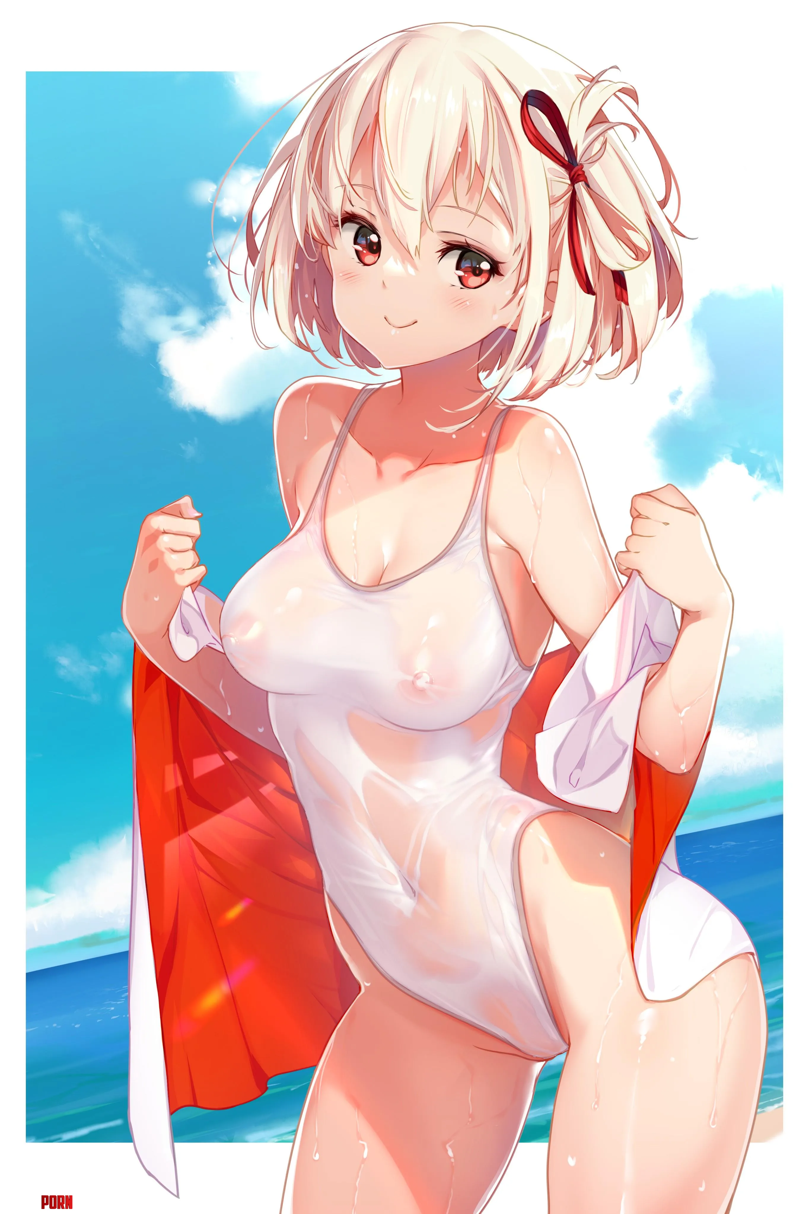 Nishikigi Chisato in a swimsuit (hong) [Lycoris Recoil] by Vnugo