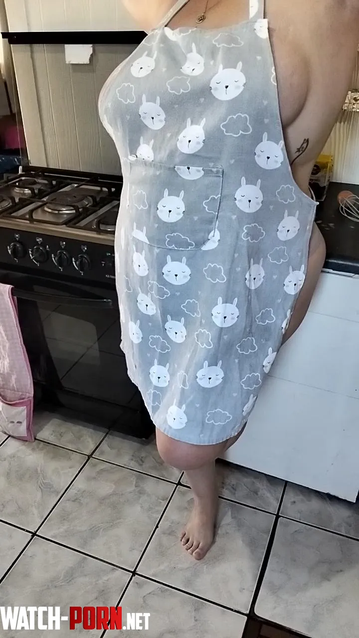 My curves peeking out from this apron by Rae-Swallows