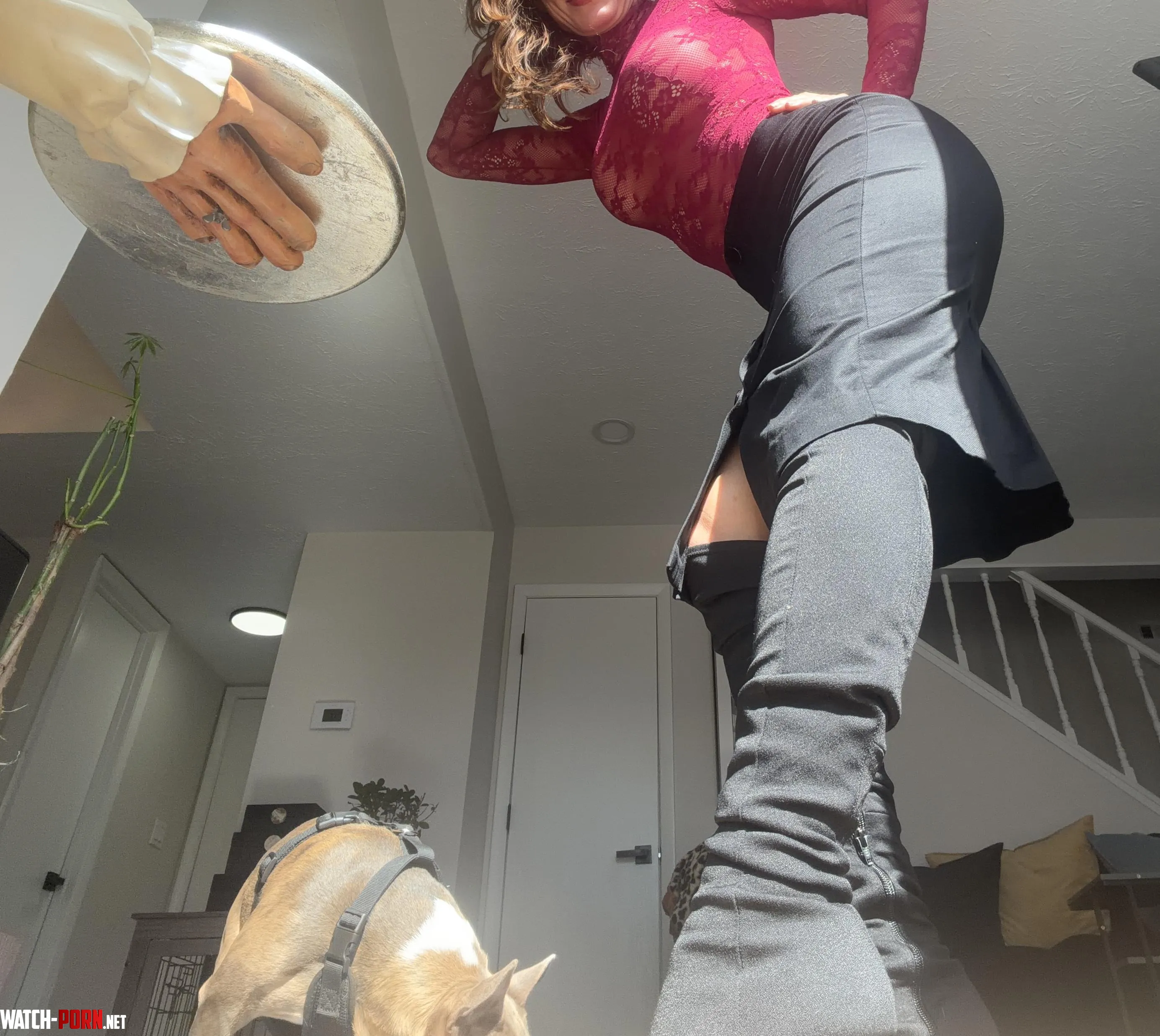 Classic black below the knee UPVIEW, mom angles by FitMilfSam
