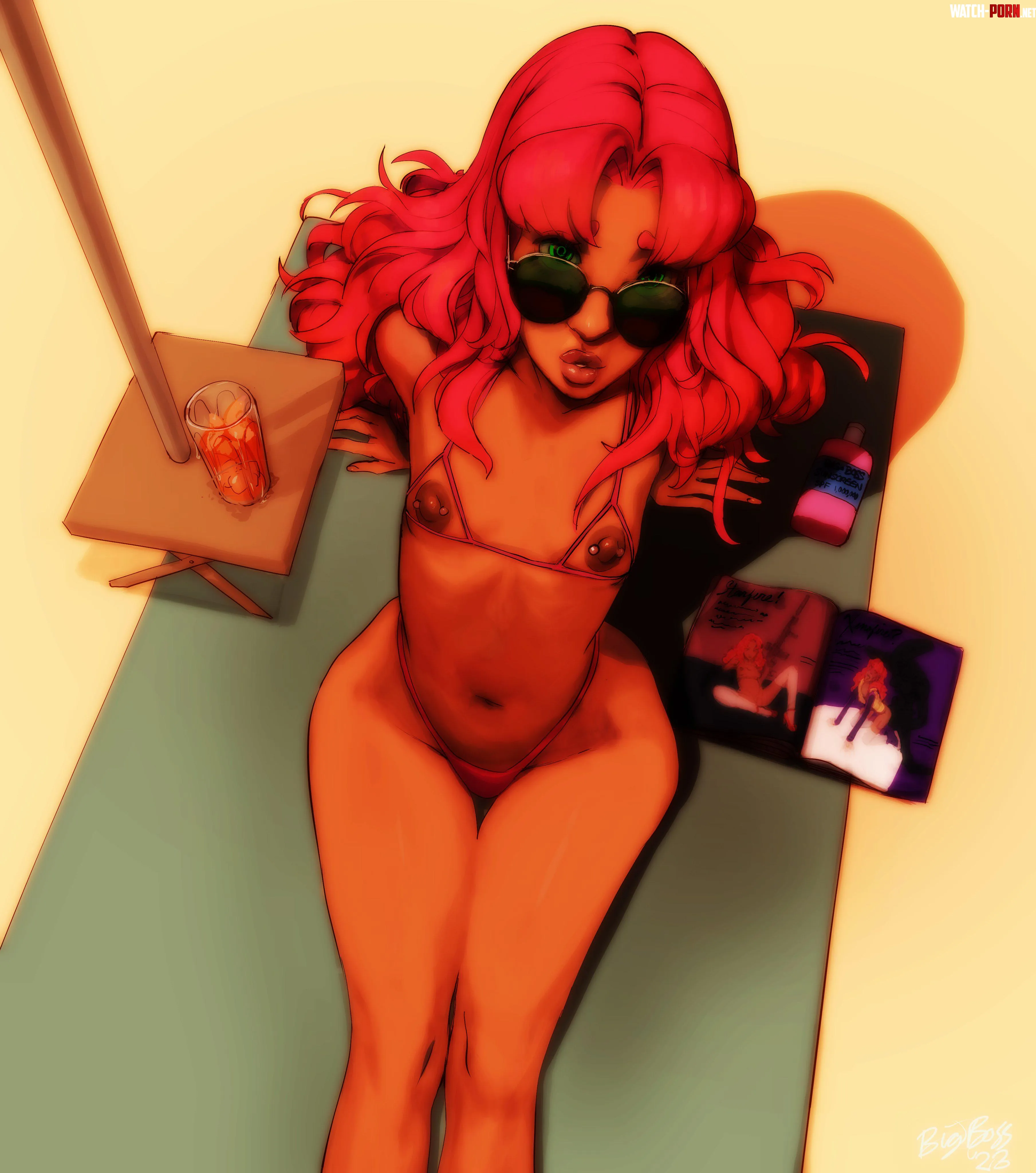 Starfire catching some rays artwork by (BigBossRequiem) by DOA-FAN