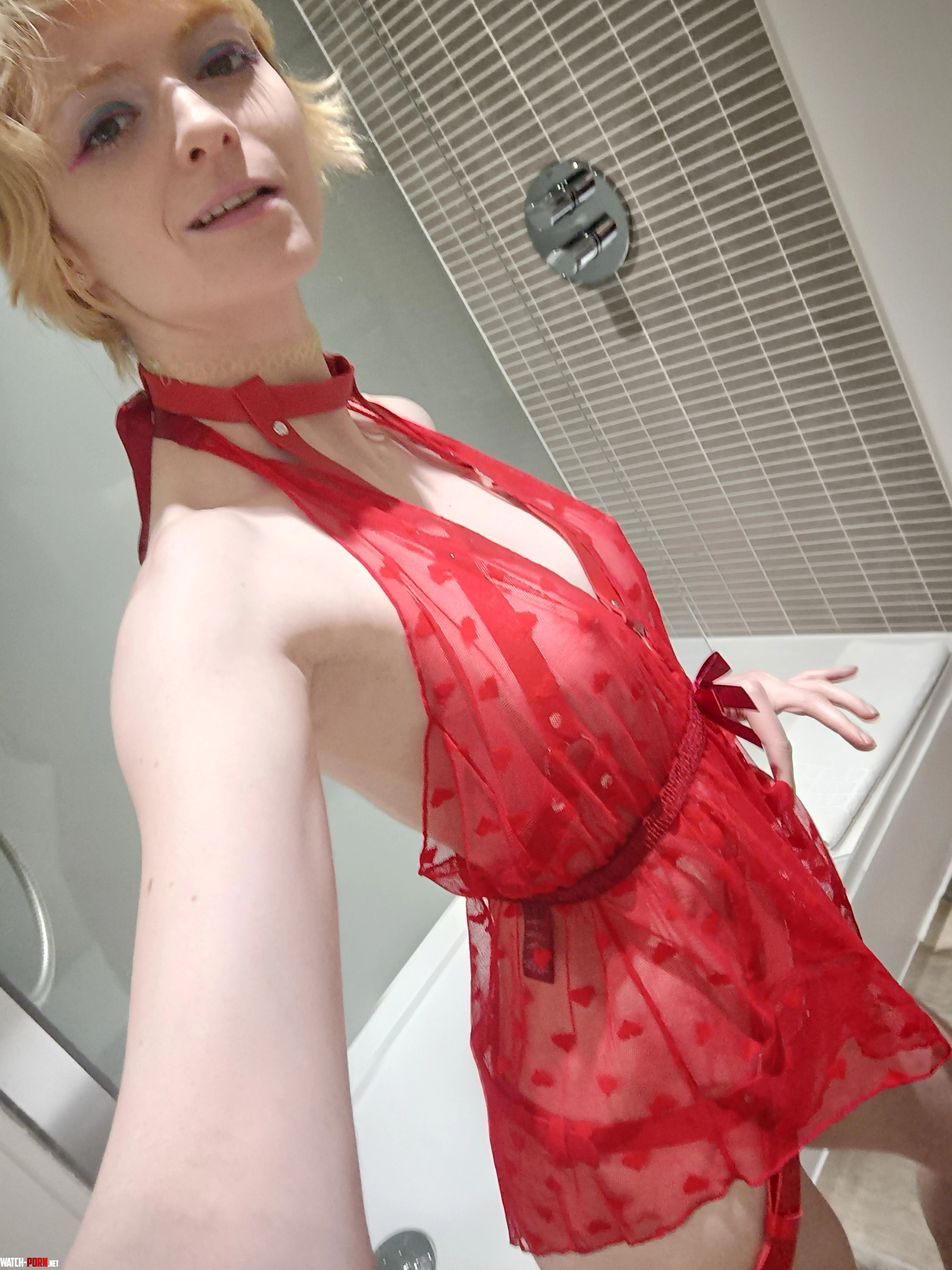 I love this red sheer top by LilyBlack1001