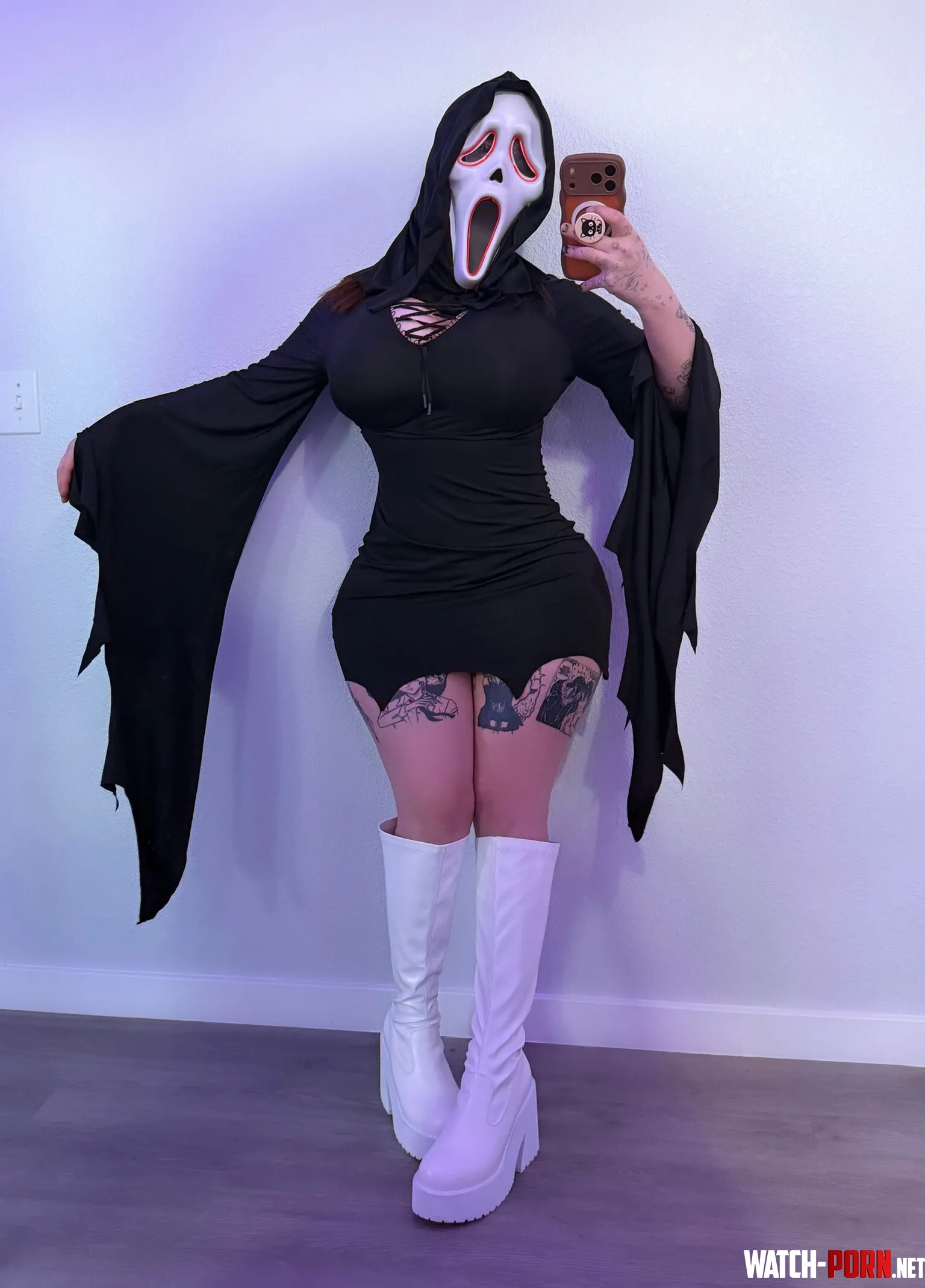 Busty in a black spooky dress by ThirstTrapology