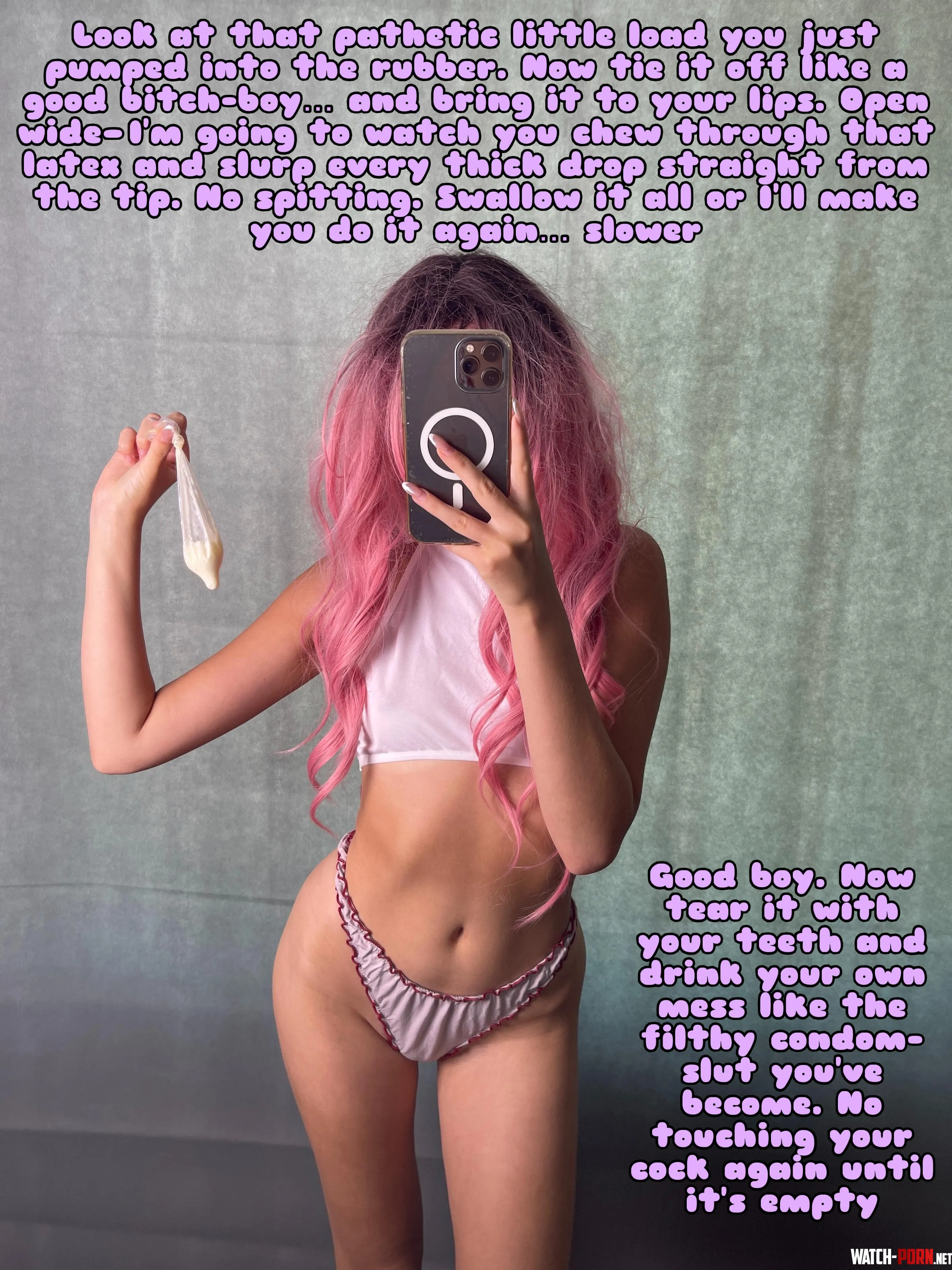 Look at that pathetic little load you just pumped into the rubber! 💦 Now tear it with your teeth by PinkDolxo