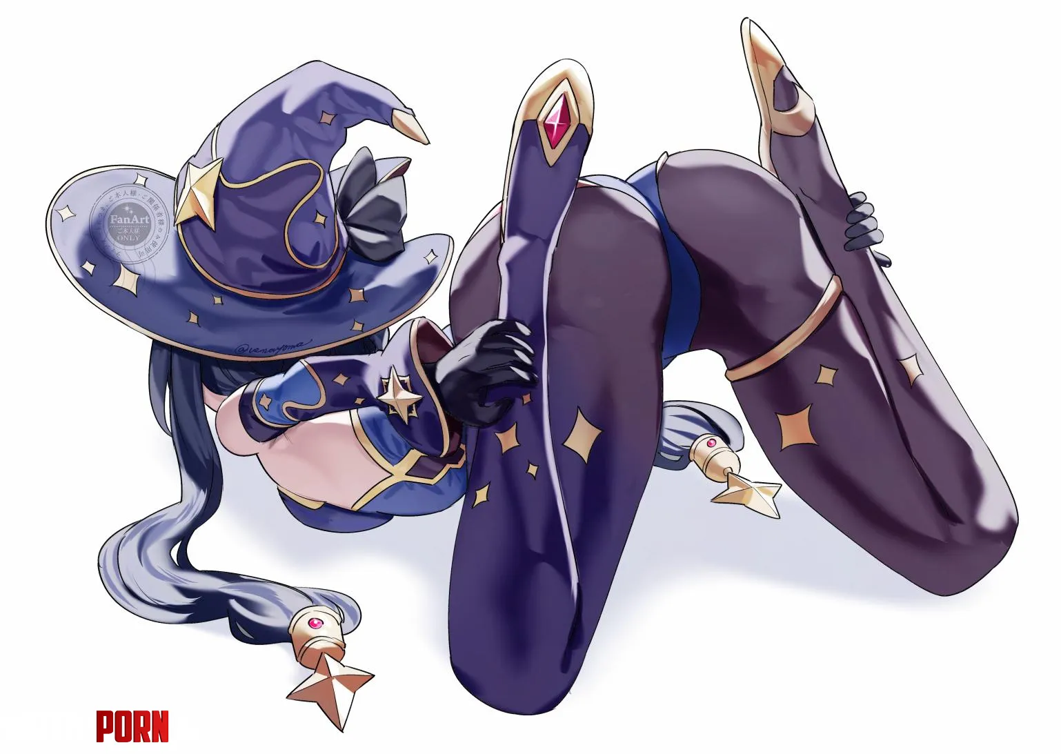 Mona stretching (uenoryoma) [Genshin Impact] by destinyherowolf