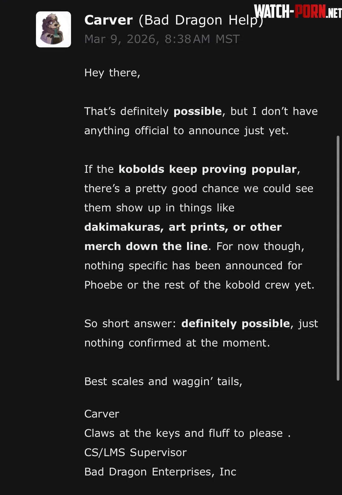 Possibility for more Kobold Merch by ultraviolet918