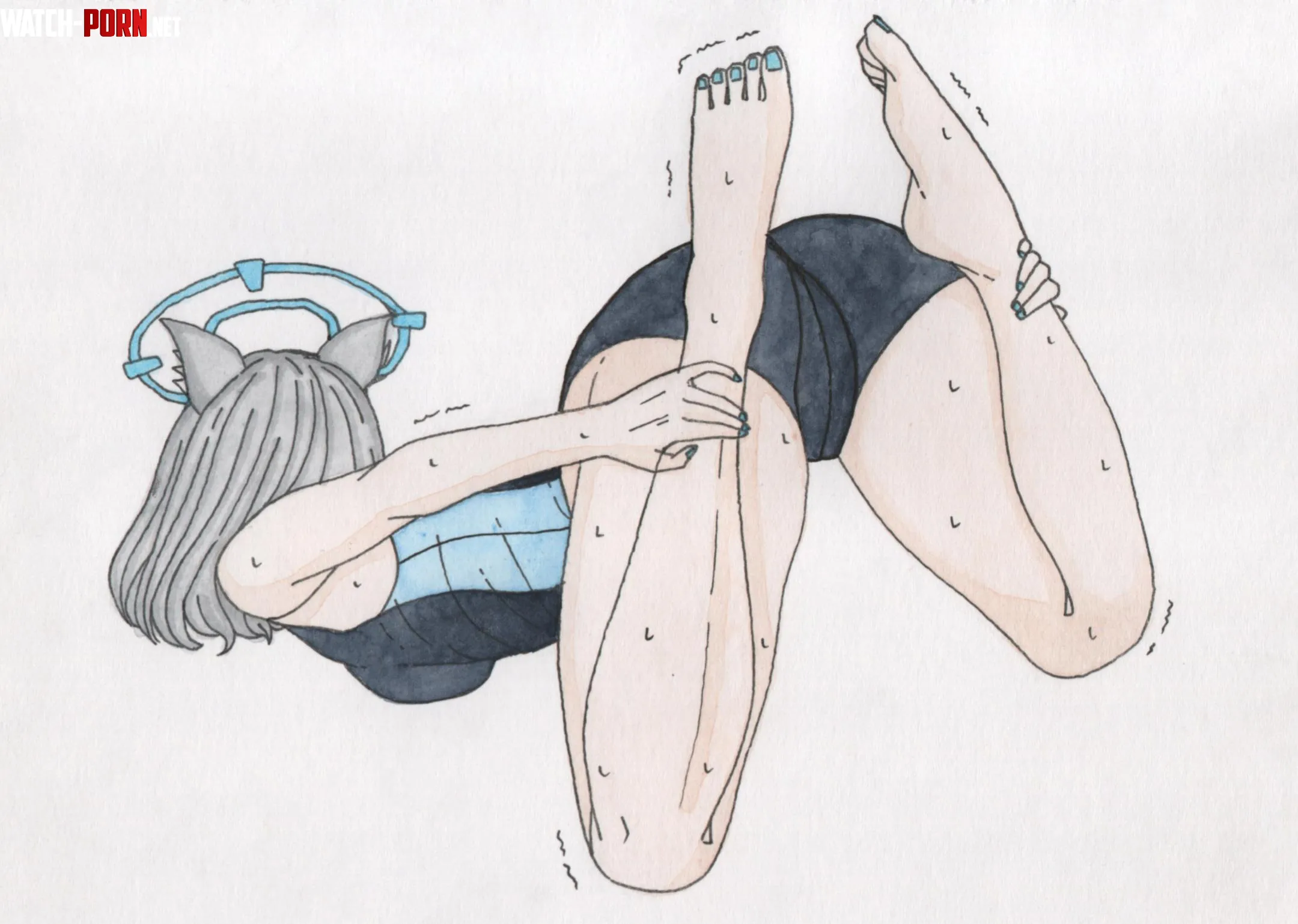 Shiroko yoga pose [Blue Archive](ddead1_) by _angryjelly_