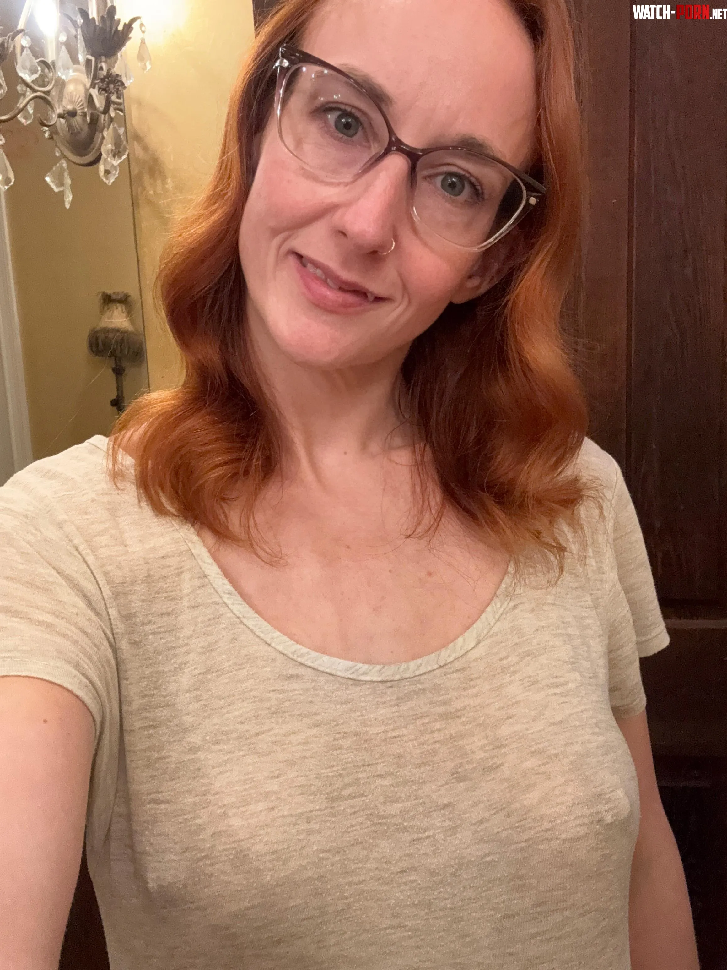 Another braless with me poking through my shirt by Adillys