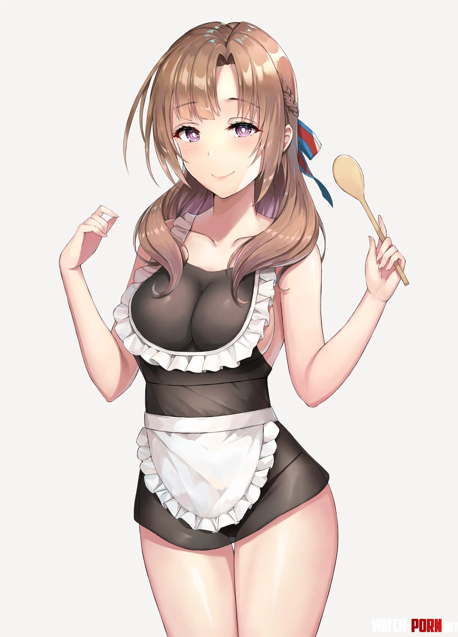 Housewife Mamoko with spoon (JASONY) [Tsuujou Kougeki ga Zentai Kougeki de ni-kai Kougeki no Okaasan wa Suki desu Ka?] by elegantloveglimmer