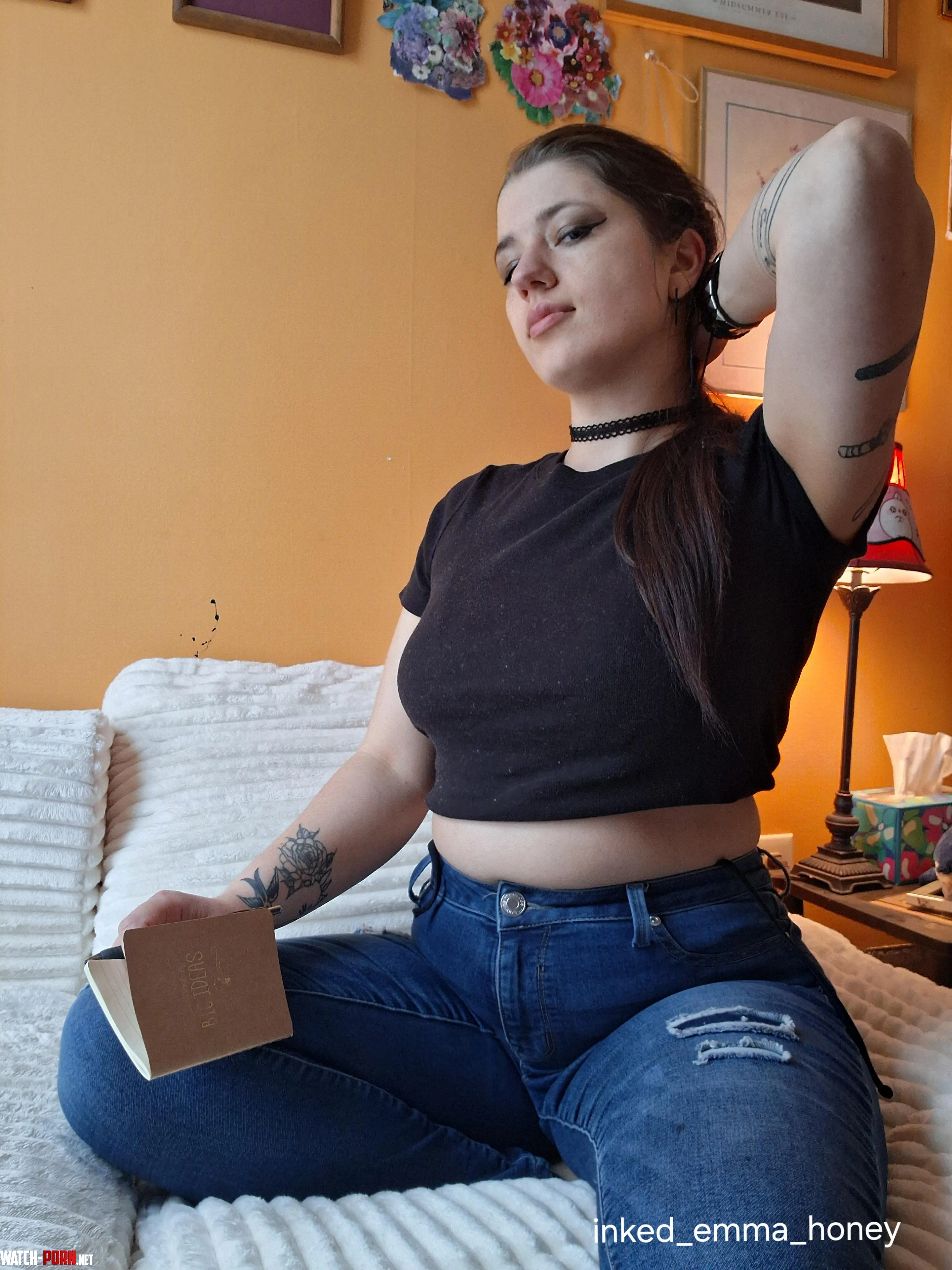 Me in my casual jeans and crop top by inked_emma_honey