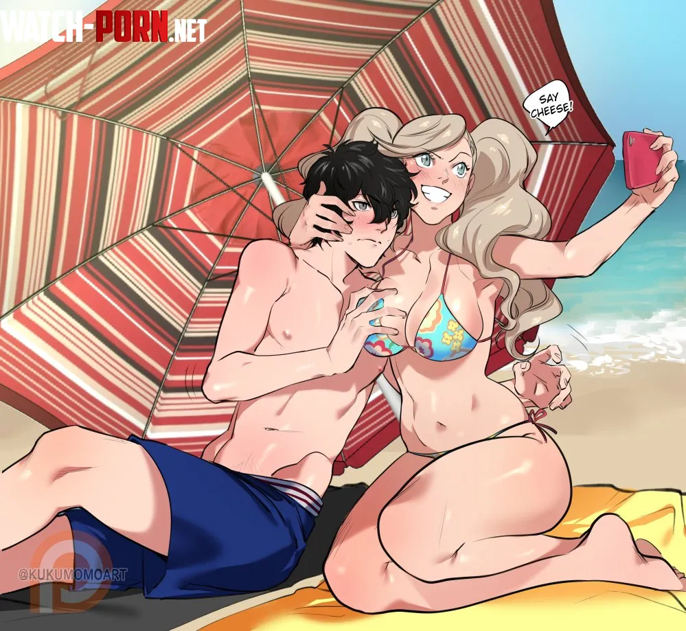 Ann and Joker Beach date selfie [persona] (Kukumomoart) by Terran117