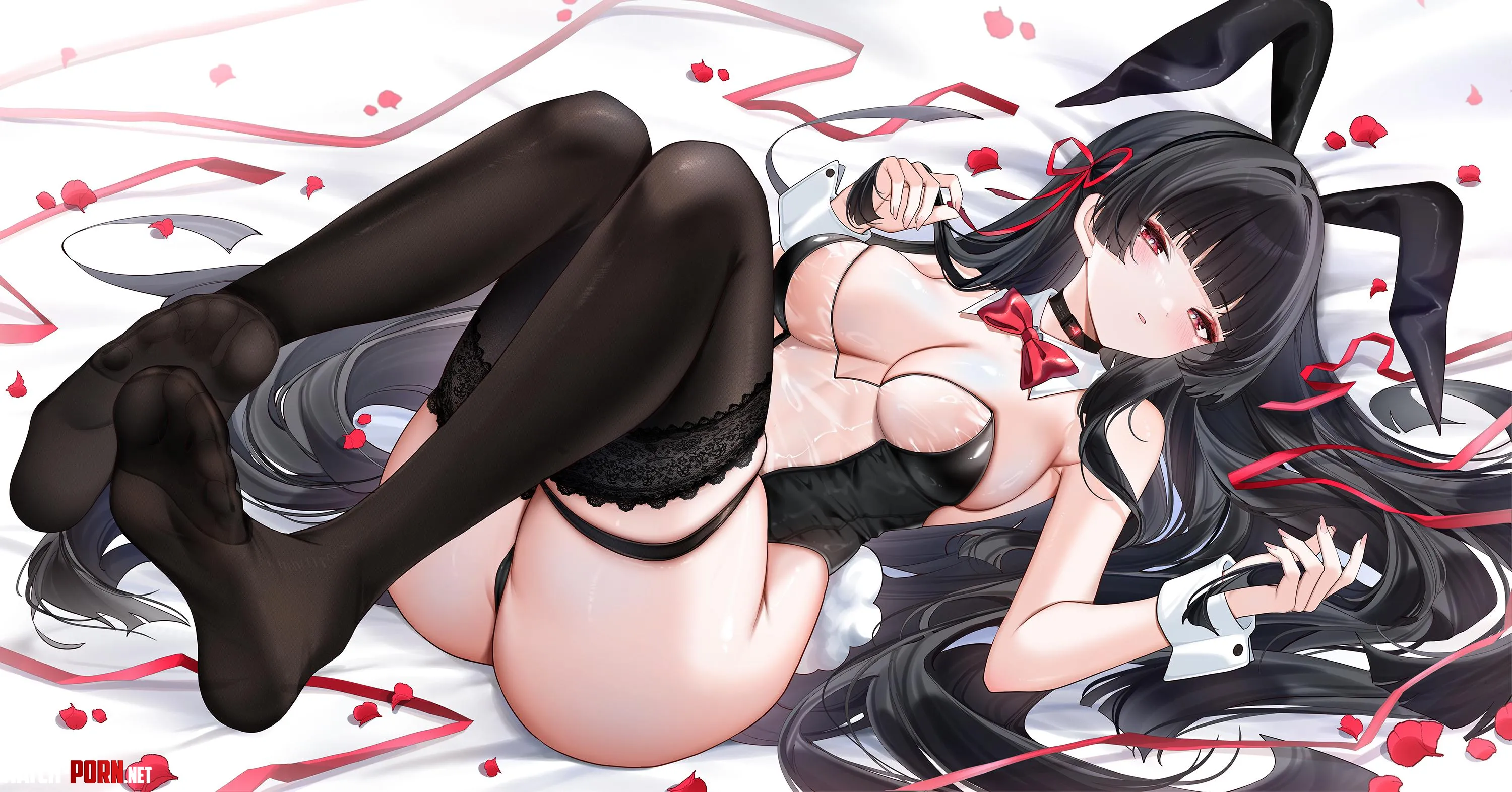 Chisa with red petals and ribbons (雪猫) [Wuthering Waves] by elegantloveglimmer