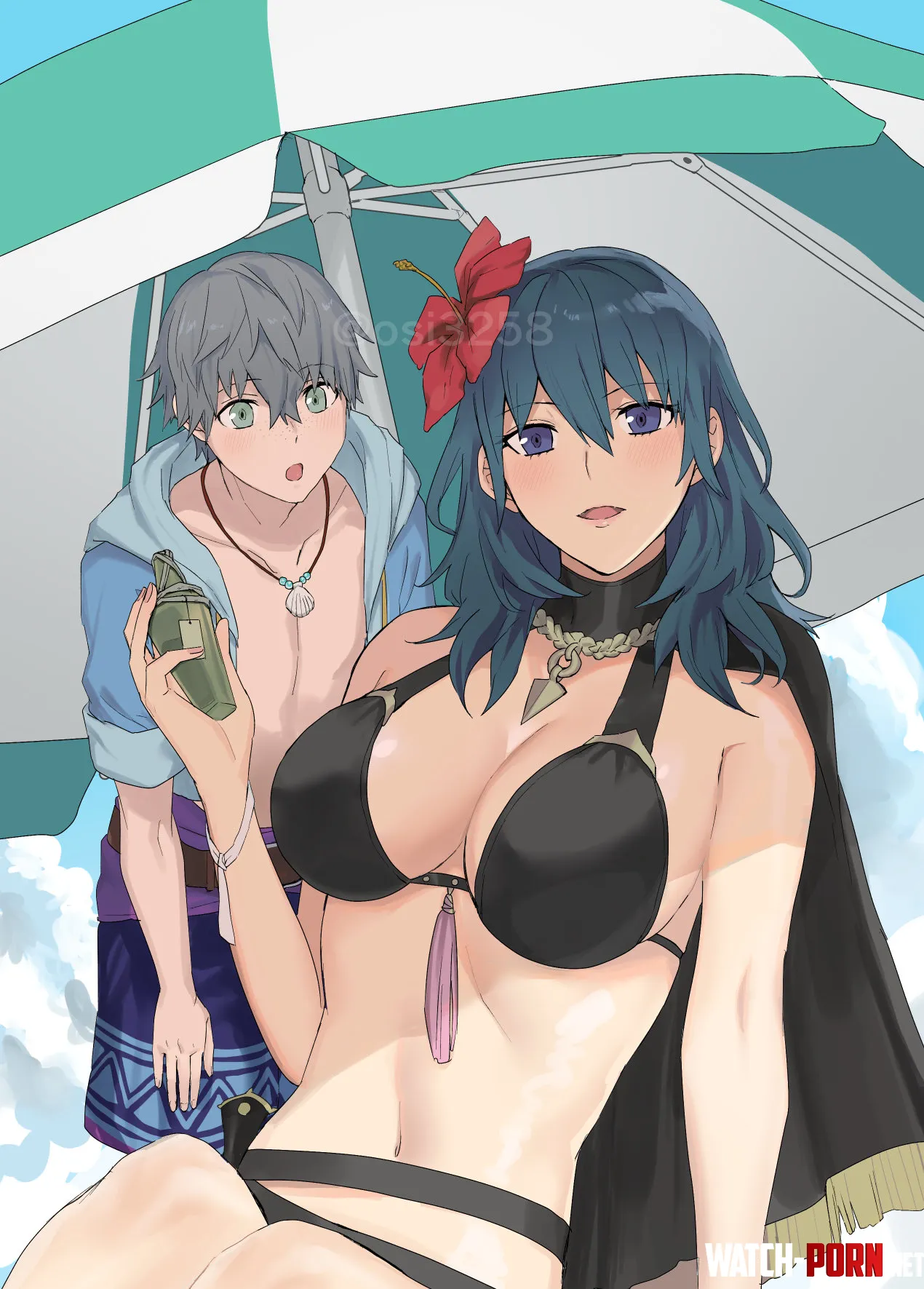 Byleth unknowingly seducing Ashe [fire emblem] by Terran117