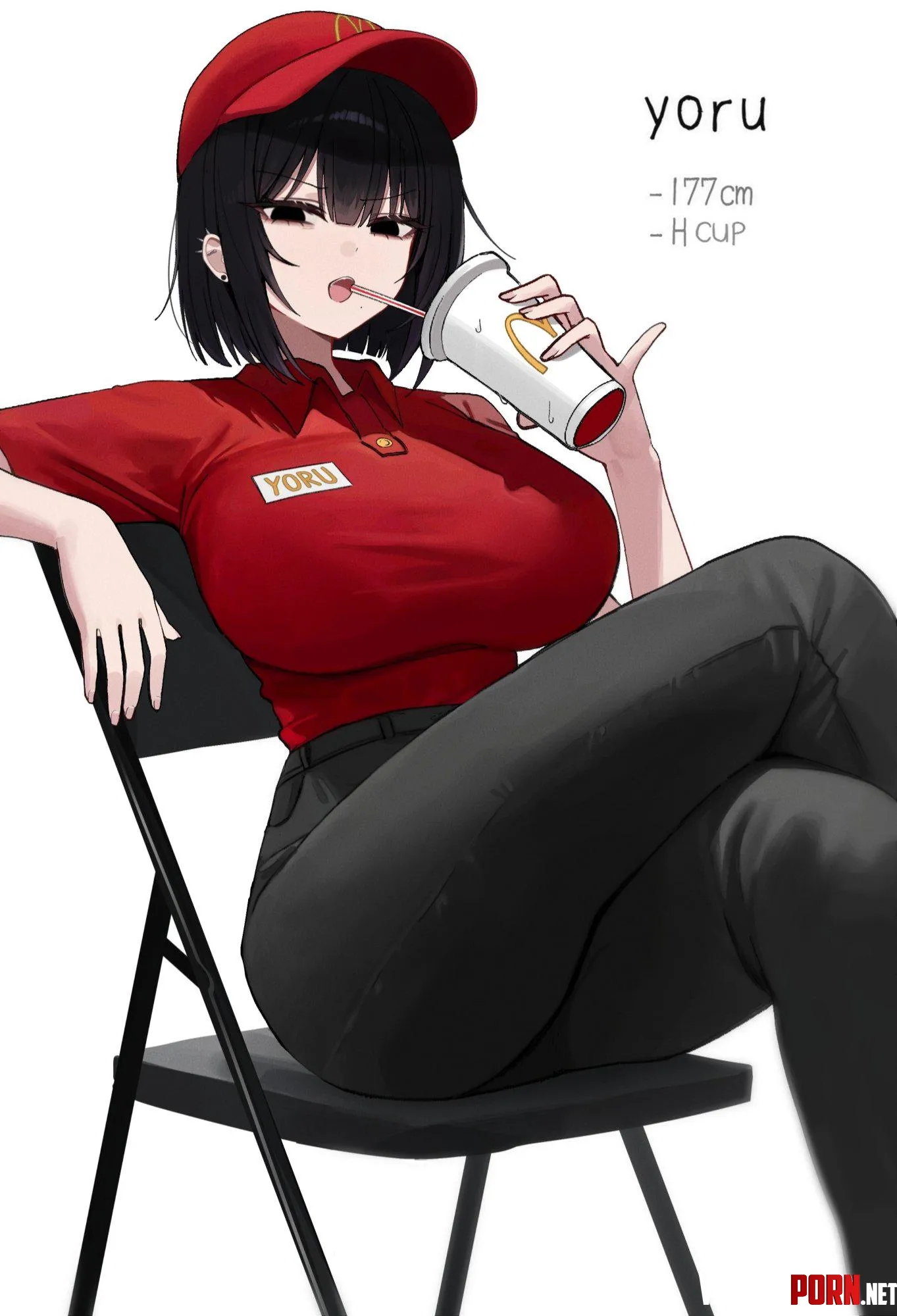 Yoru working at McDonald's (BIYA) [Artist's OC] by llamanatee