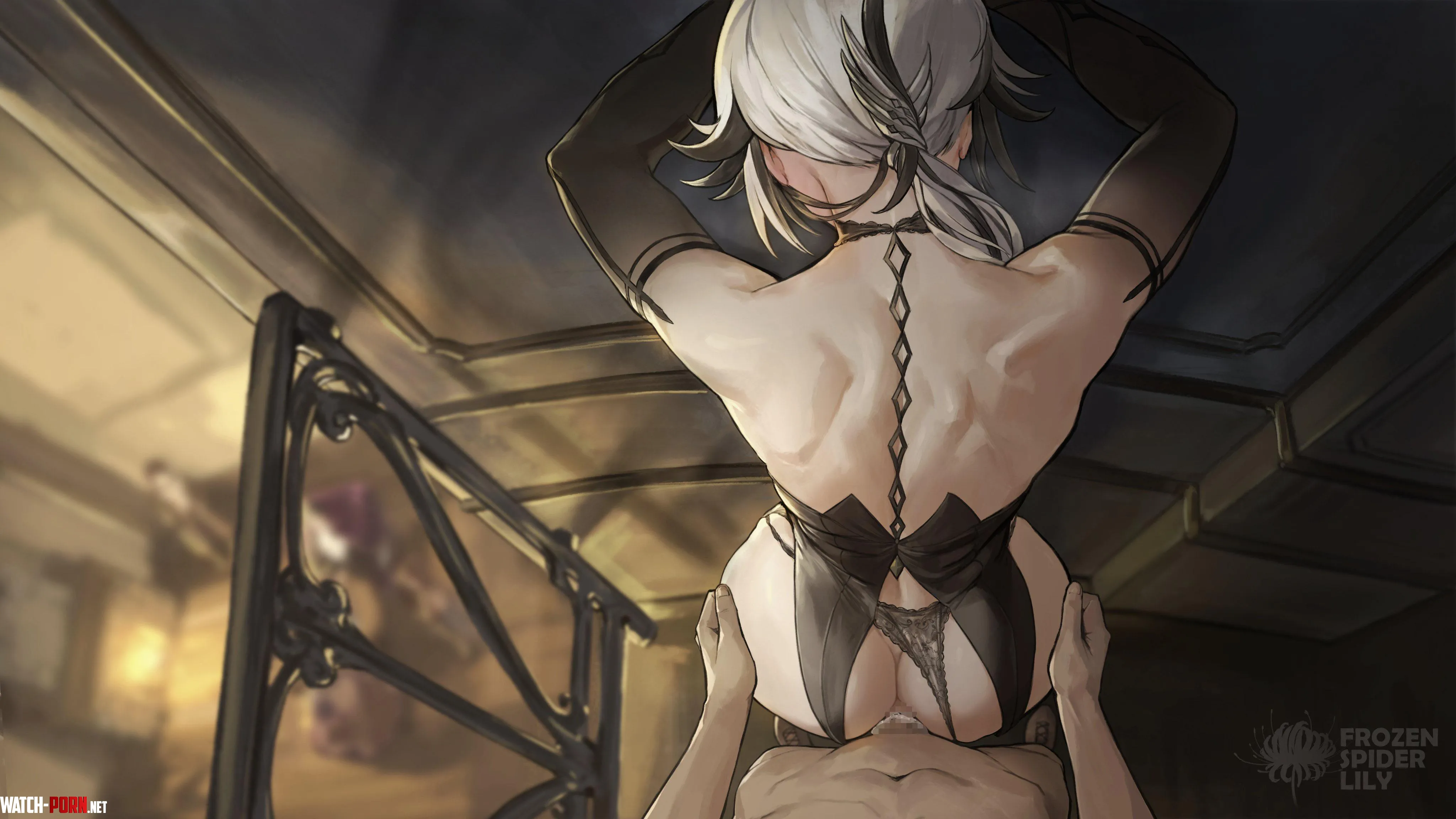 Arlechinno from behind (frozenspiderlily) [genshin impact] by rolandaurys