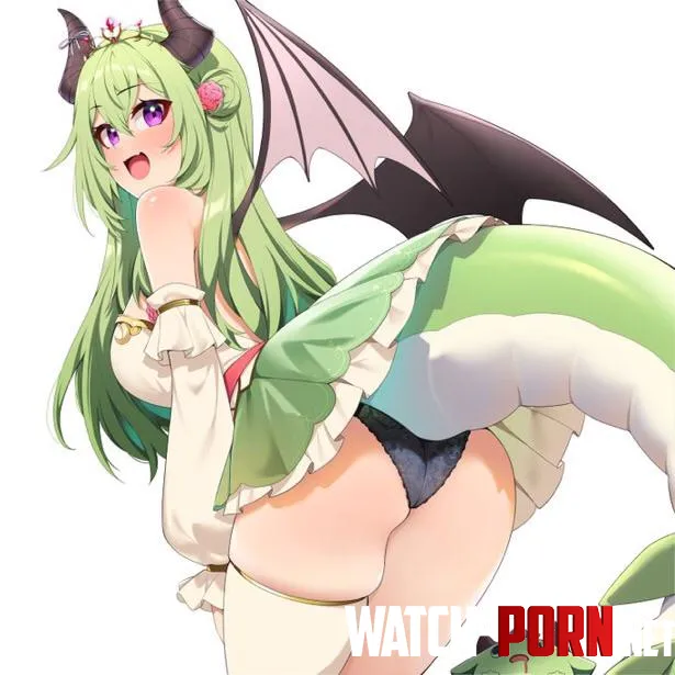 Dragon girl giving you a peek (nanojyaa) by pixelwhirlx