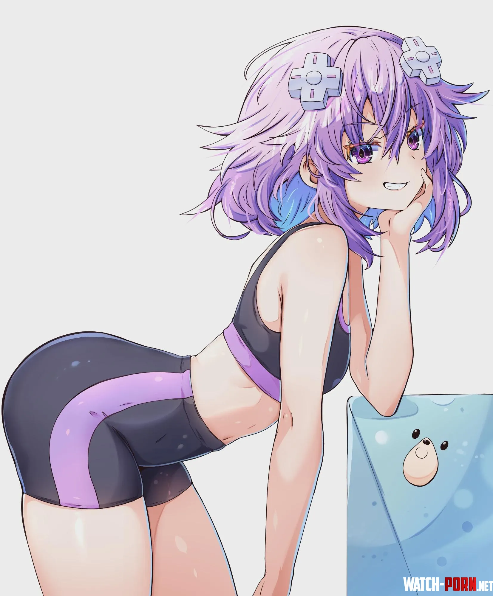Sporty Nep Leaning On A Dogoo Cube [Mr Rolling Circle] by NDSiManTV
