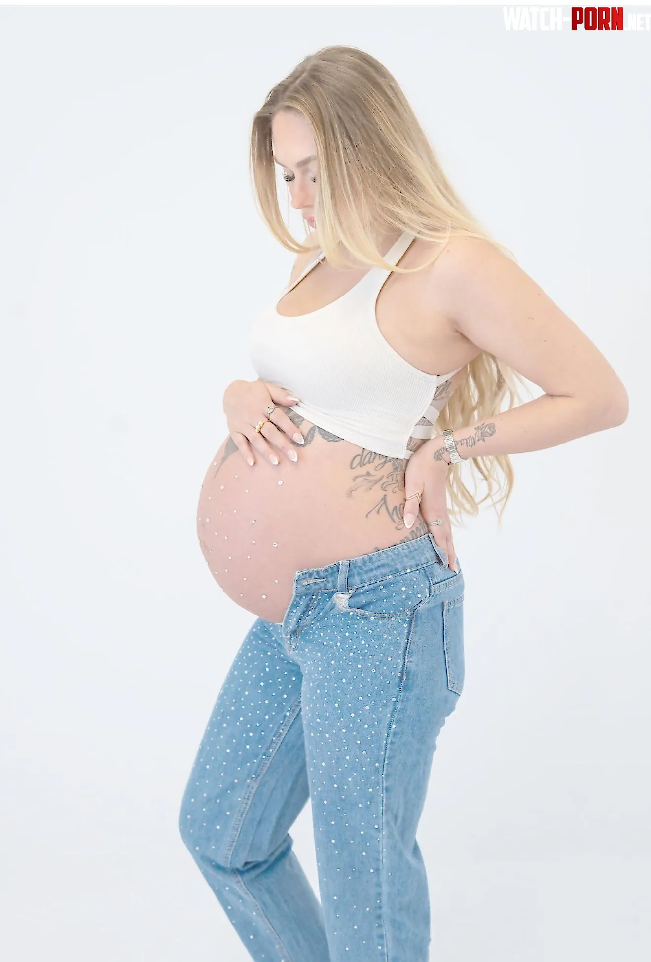 My belly is so big I needed 2 people to get these pants on and off 😭🥹 by Luna_loveee