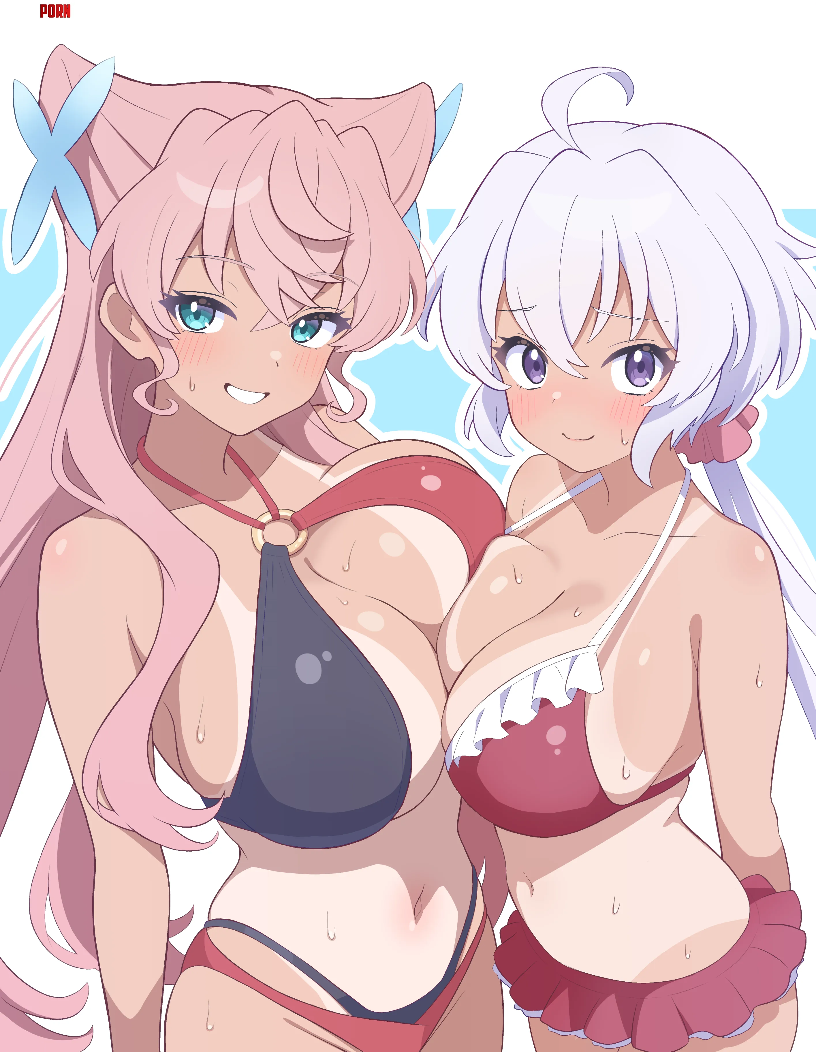 Maria & Chris in their swimsuits [Symphogear] by LafterMastr