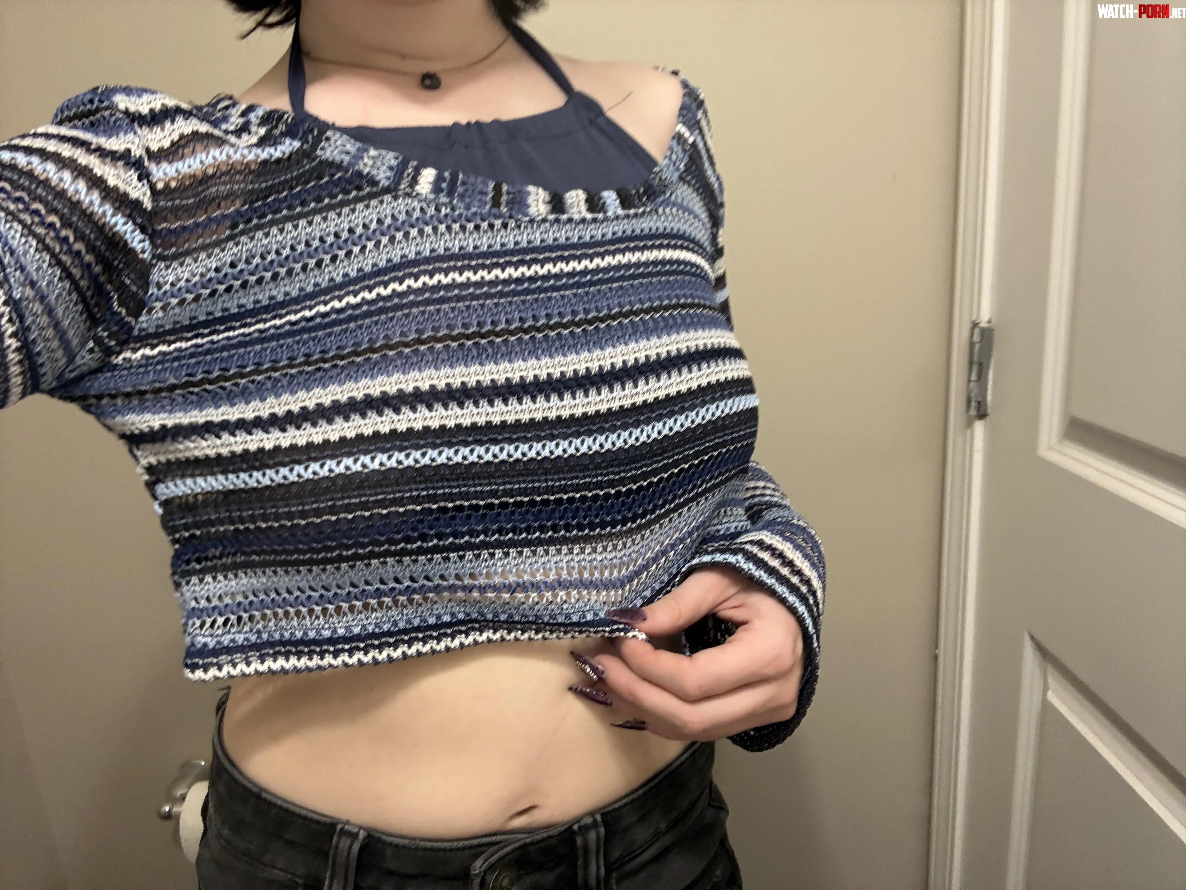 cute little knitted crop-top, don’t you love it? by findom_queenbee